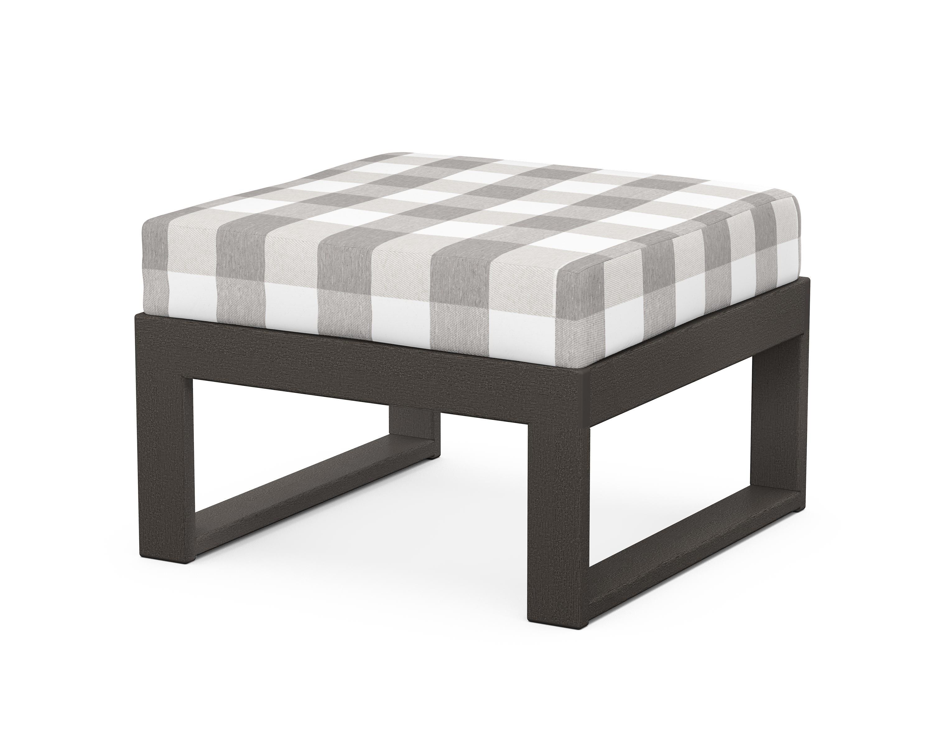 Unbranded Modular Ottoman - Modern in Vintage Coffee / Buffalo Plaid Grey Mist