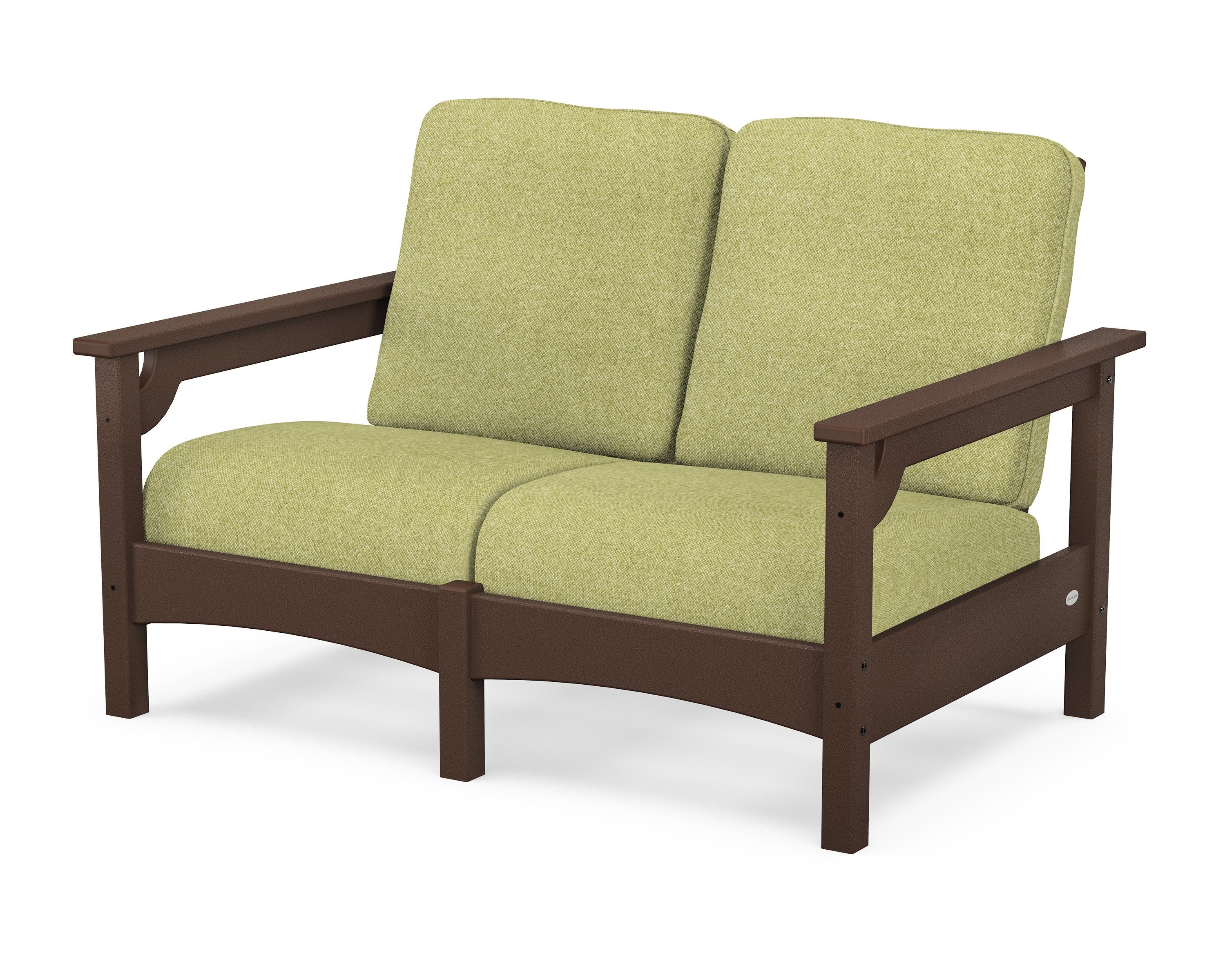 POLYWOOD® Club Loveseat in Mahogany / Chartreuse Boucle