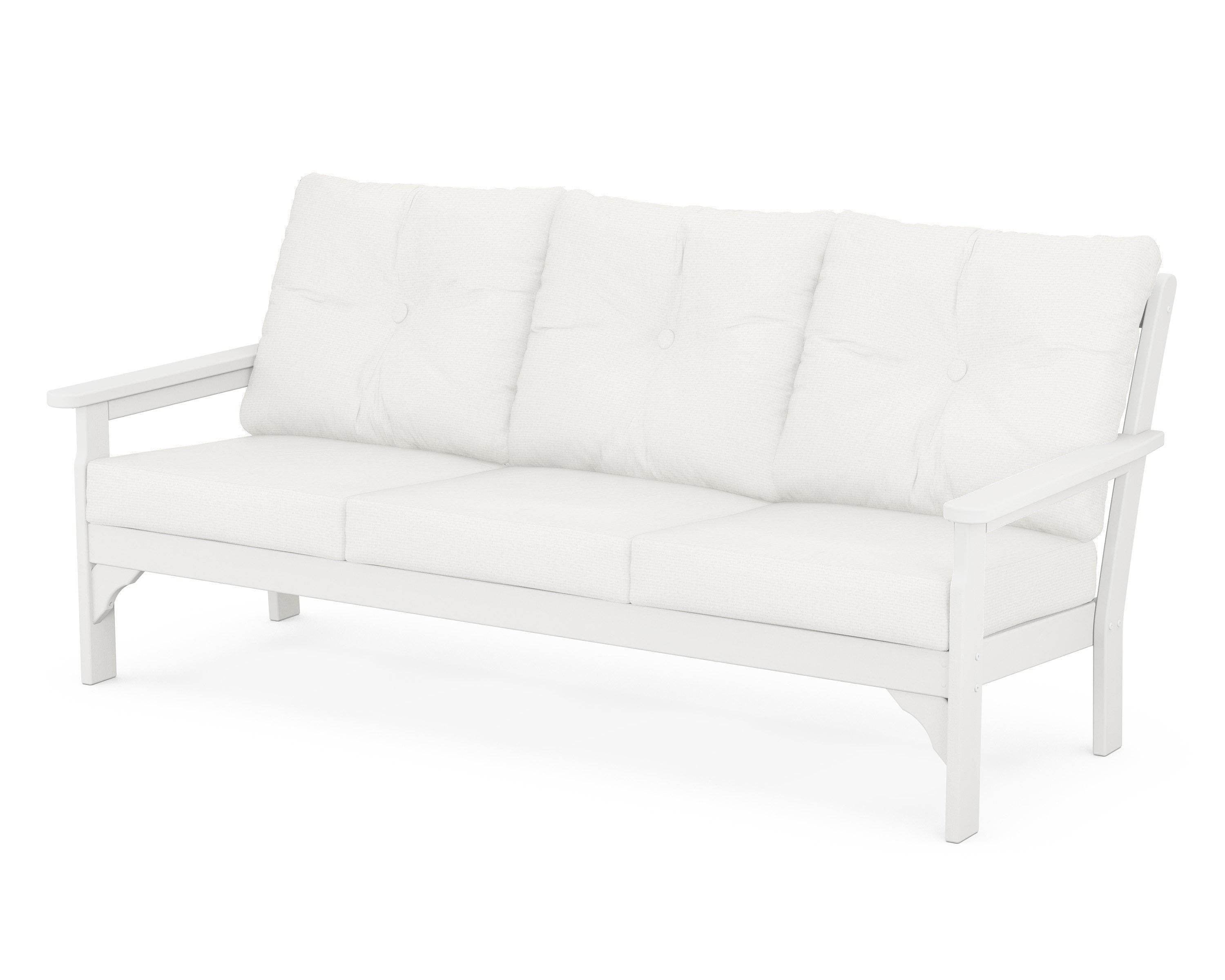 POLYWOOD® Vineyard Deep Seating Sofa in White / Natural Linen
