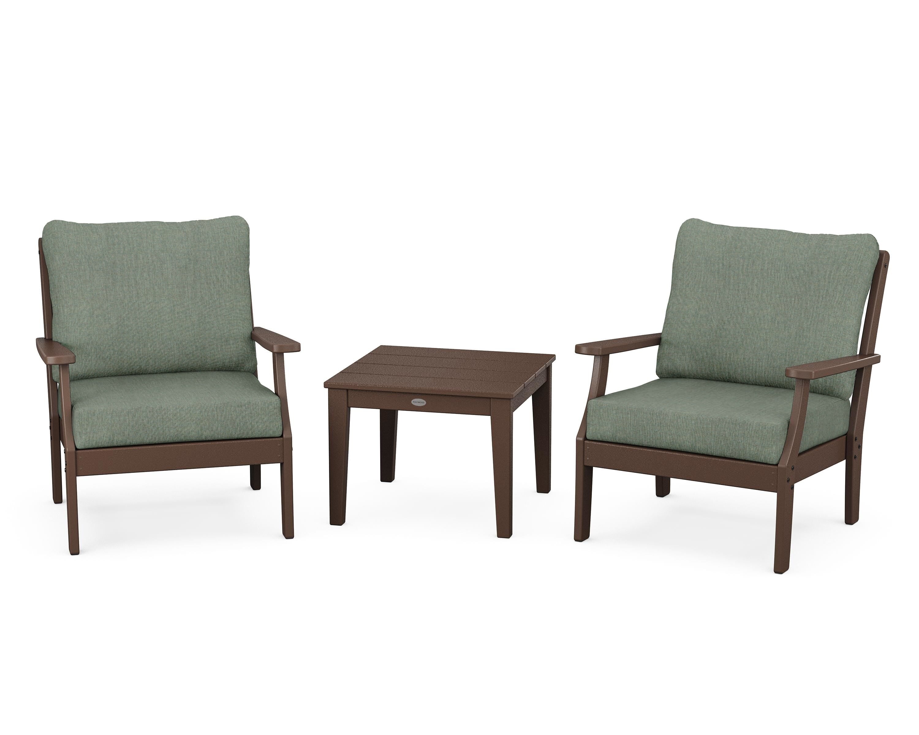 POLYWOOD® Braxton 3-Piece Deep Seating Set in Mahogany / Cast Sage