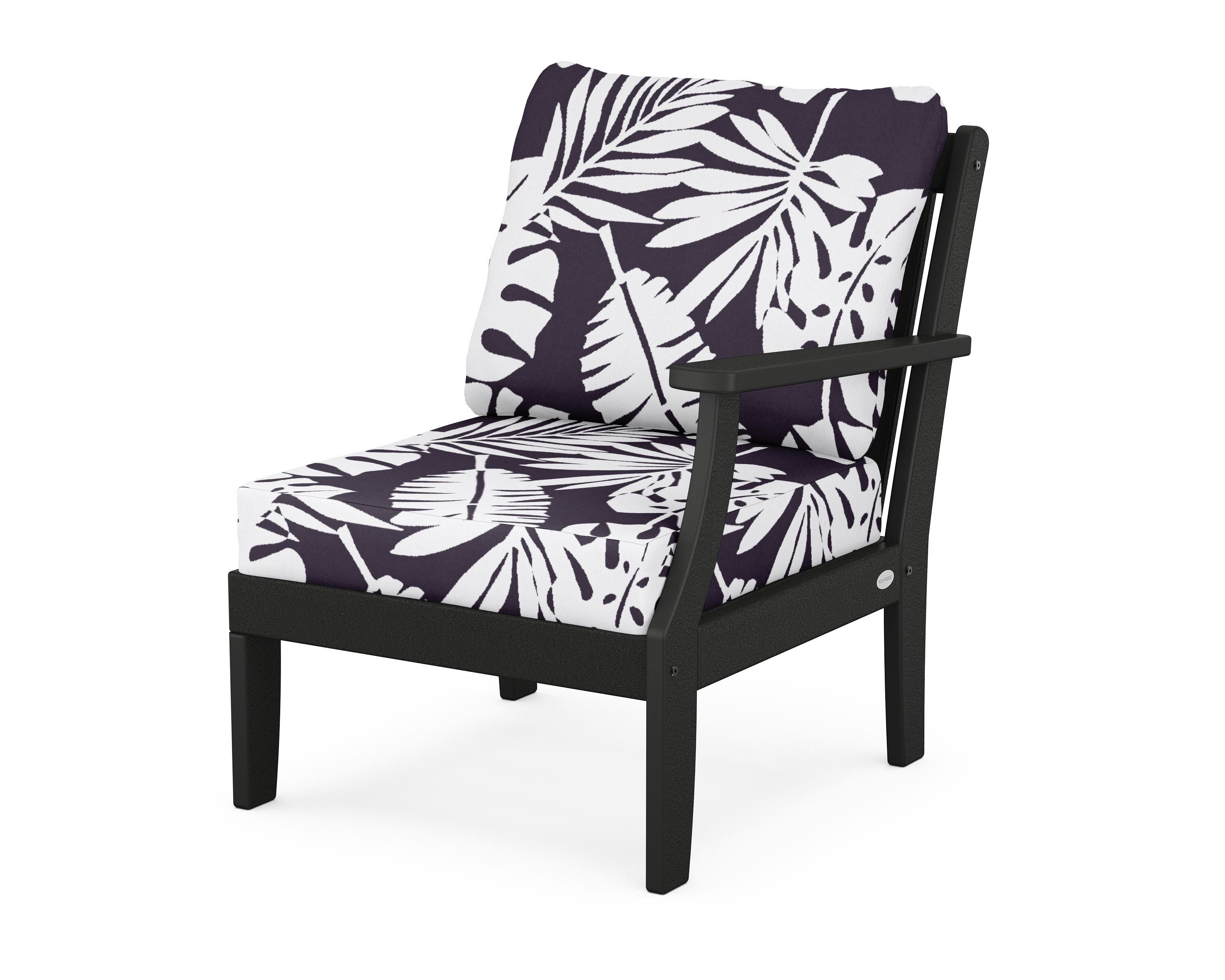 POLYWOOD® Braxton Modular Right Arm Chair in Black / Leaf Navy