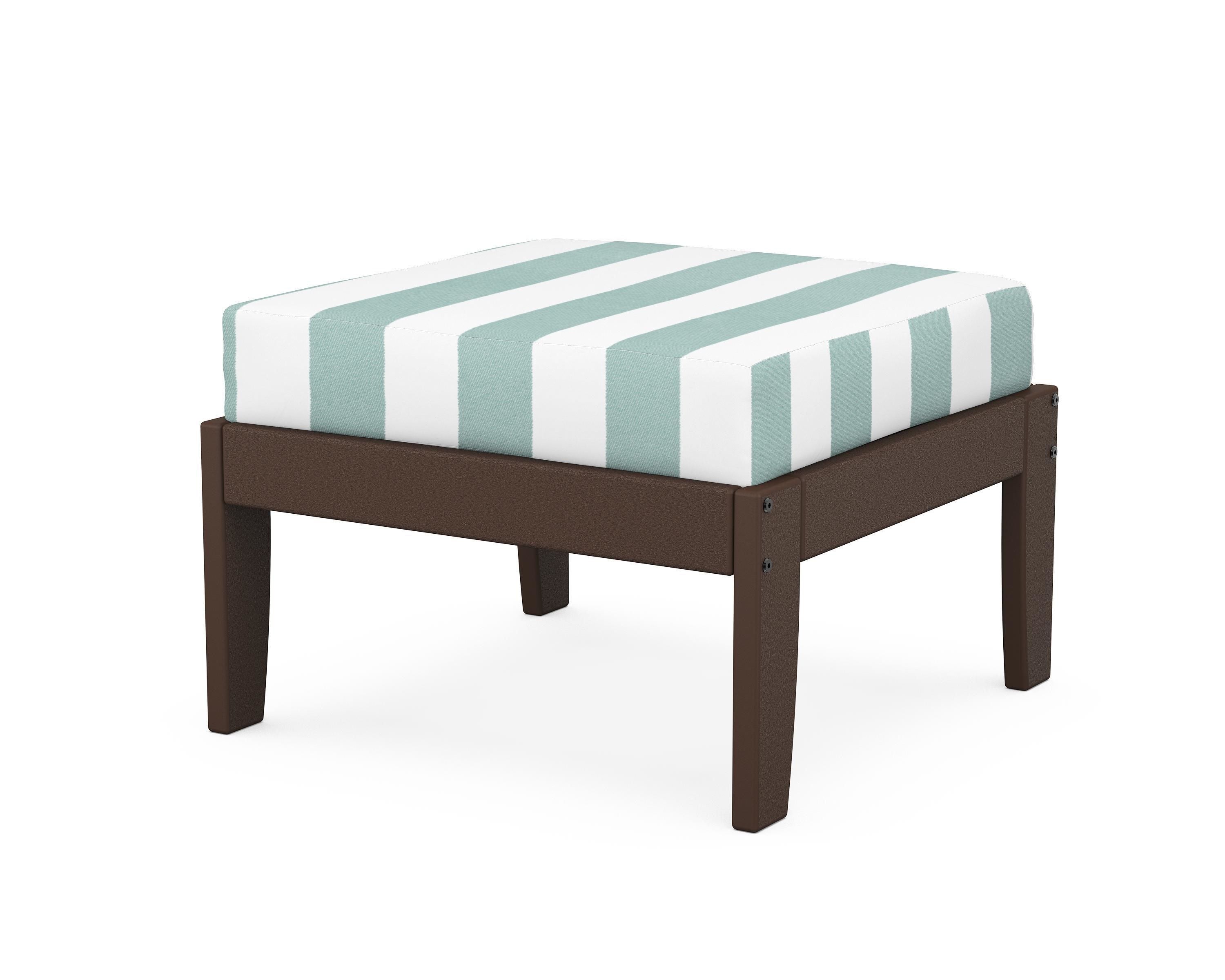 Unbranded Modular Ottoman - Classic in Mahogany / Cabana Stripe Glacier Spa