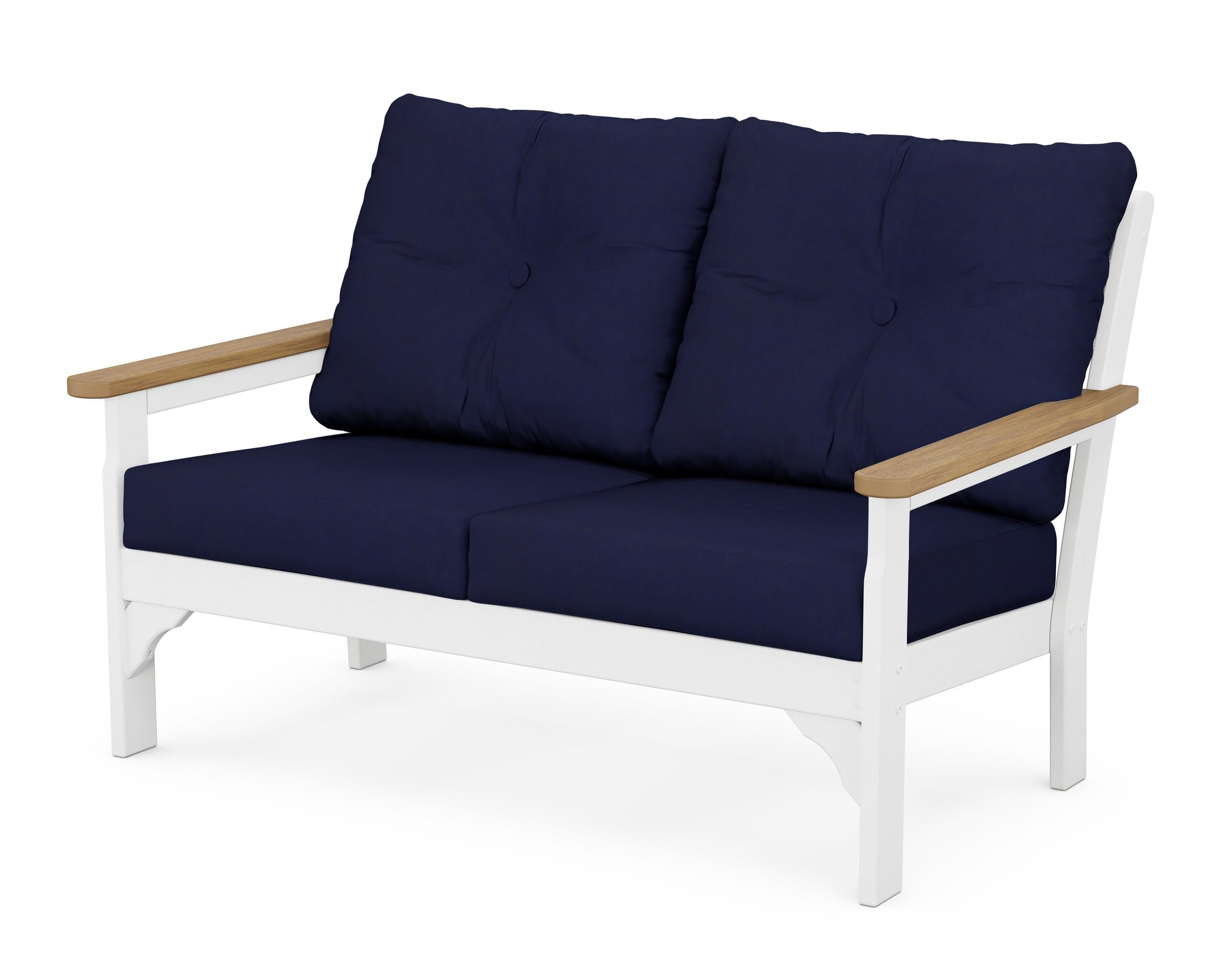 POLYWOOD® Vineyard Deep Seating Loveseat in White / Natural / Navy