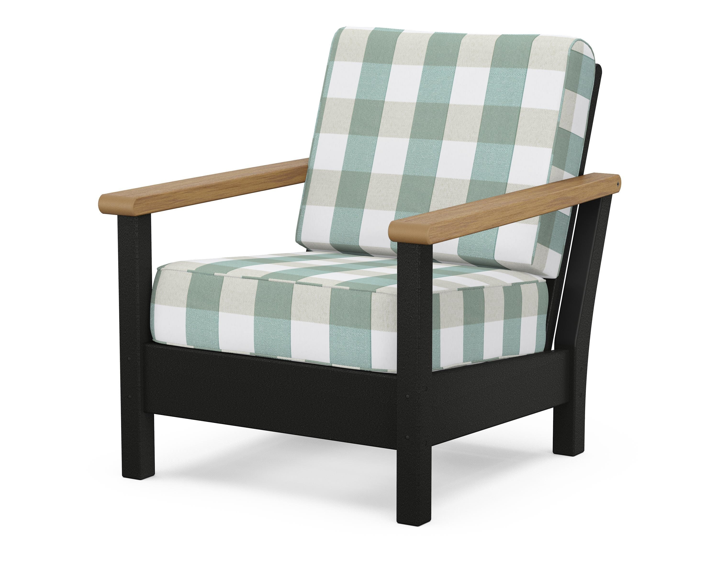 POLYWOOD® Harbour Deep Seating Chair in Black / Natural / Buffalo Plaid Glacier Spa