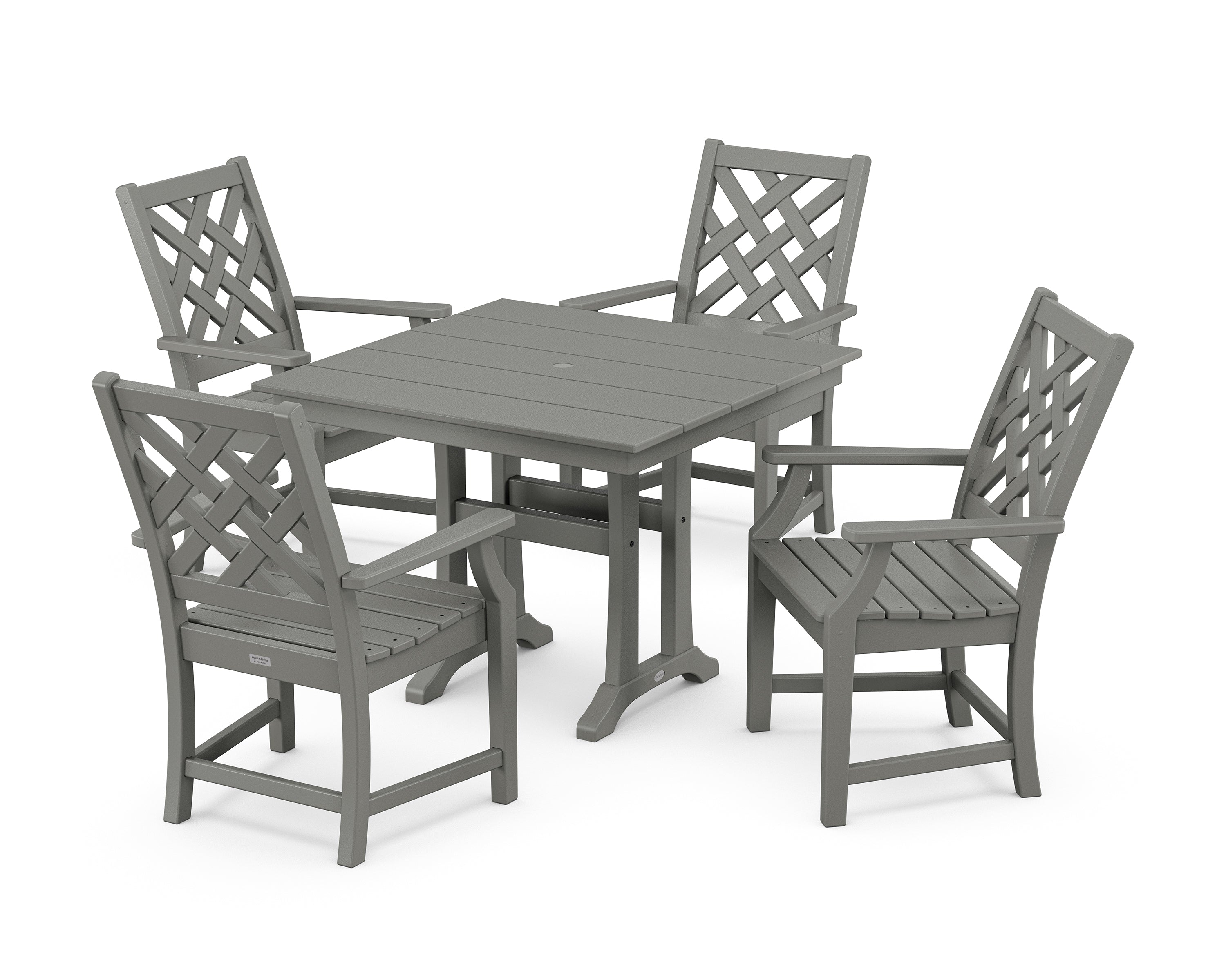 Country Living Wovendale 5-Piece Farmhouse Dining Set with Trestle Legs in Slate Grey