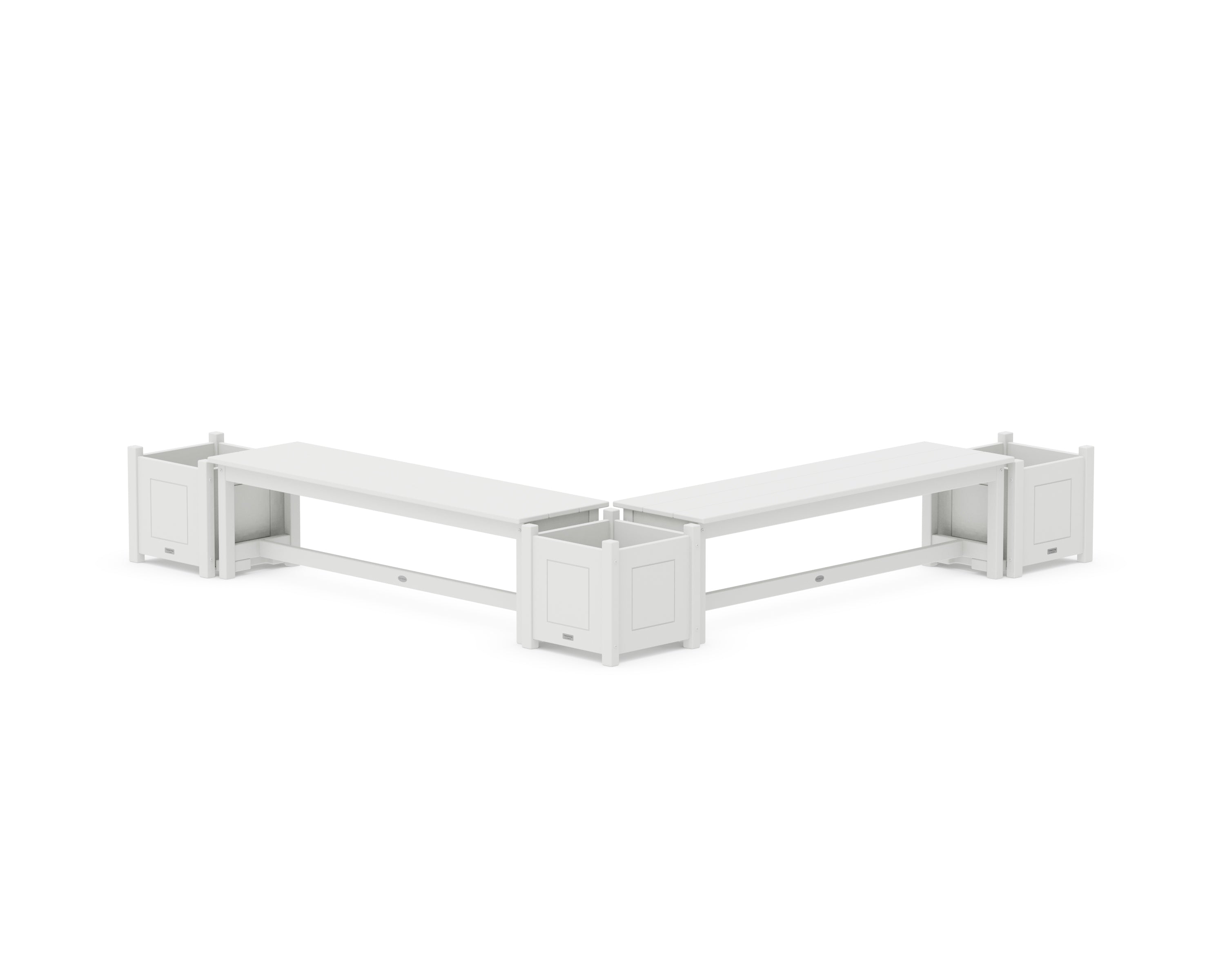 Country Living 60" Country Living L- Shaped Planter Bench Corner Set in White