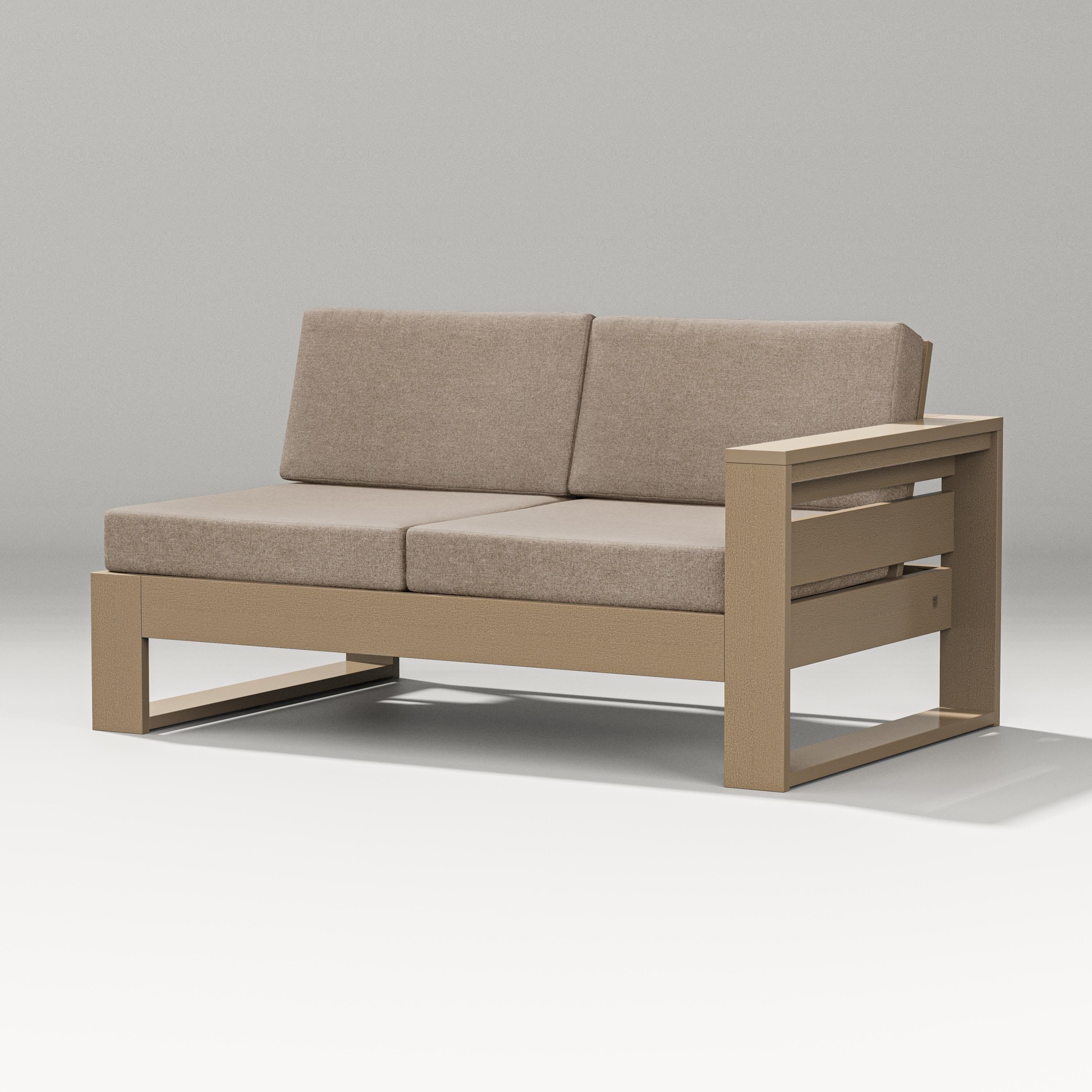 PW Designer Series Latitude Modular Right Arm Loveseat in Vintage Sahara / Spiced Burlap