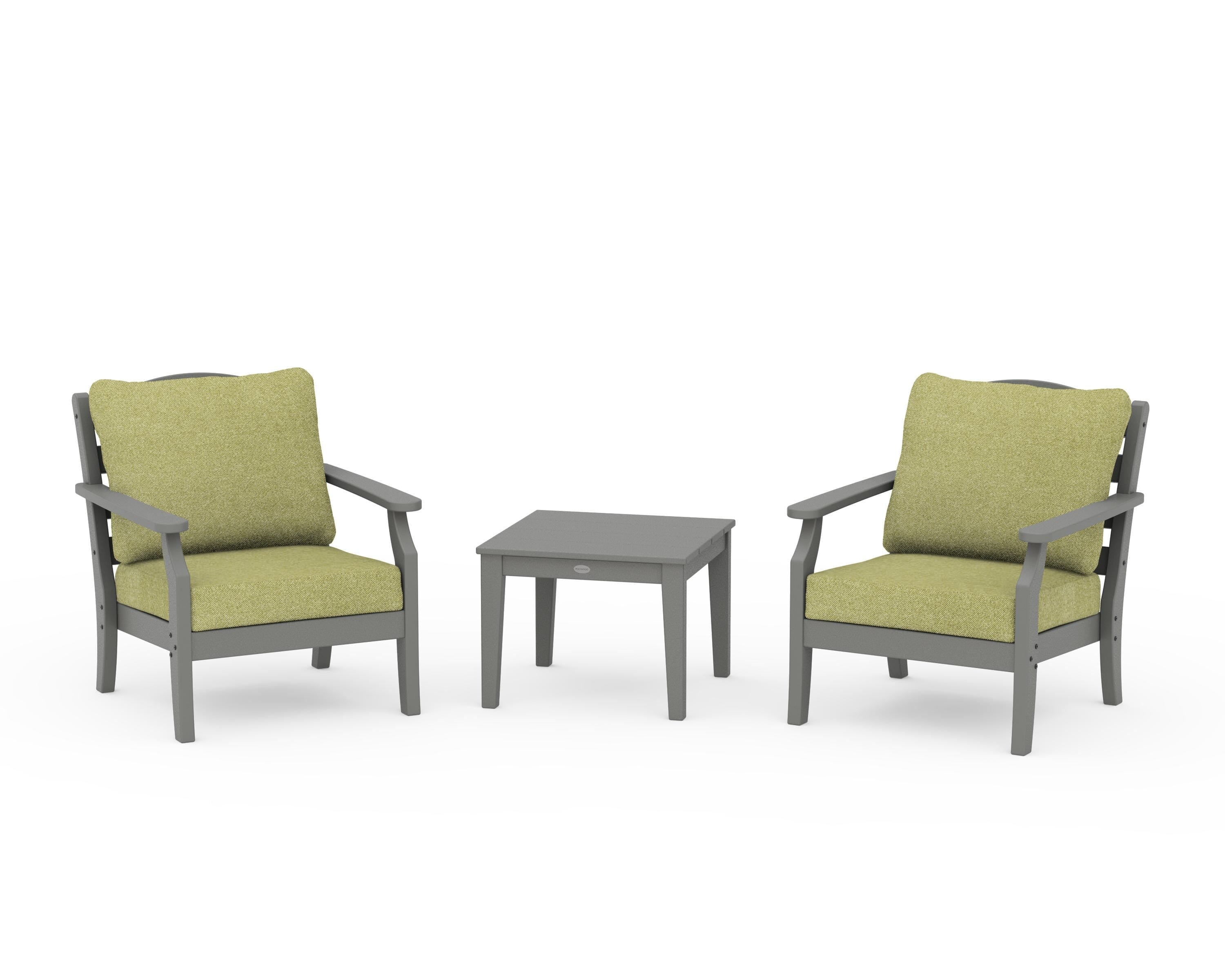 Draper James™ by POLYWOOD® Savannah 3-Piece Deep Seating Set in Slate Grey / Chartreuse Boucle