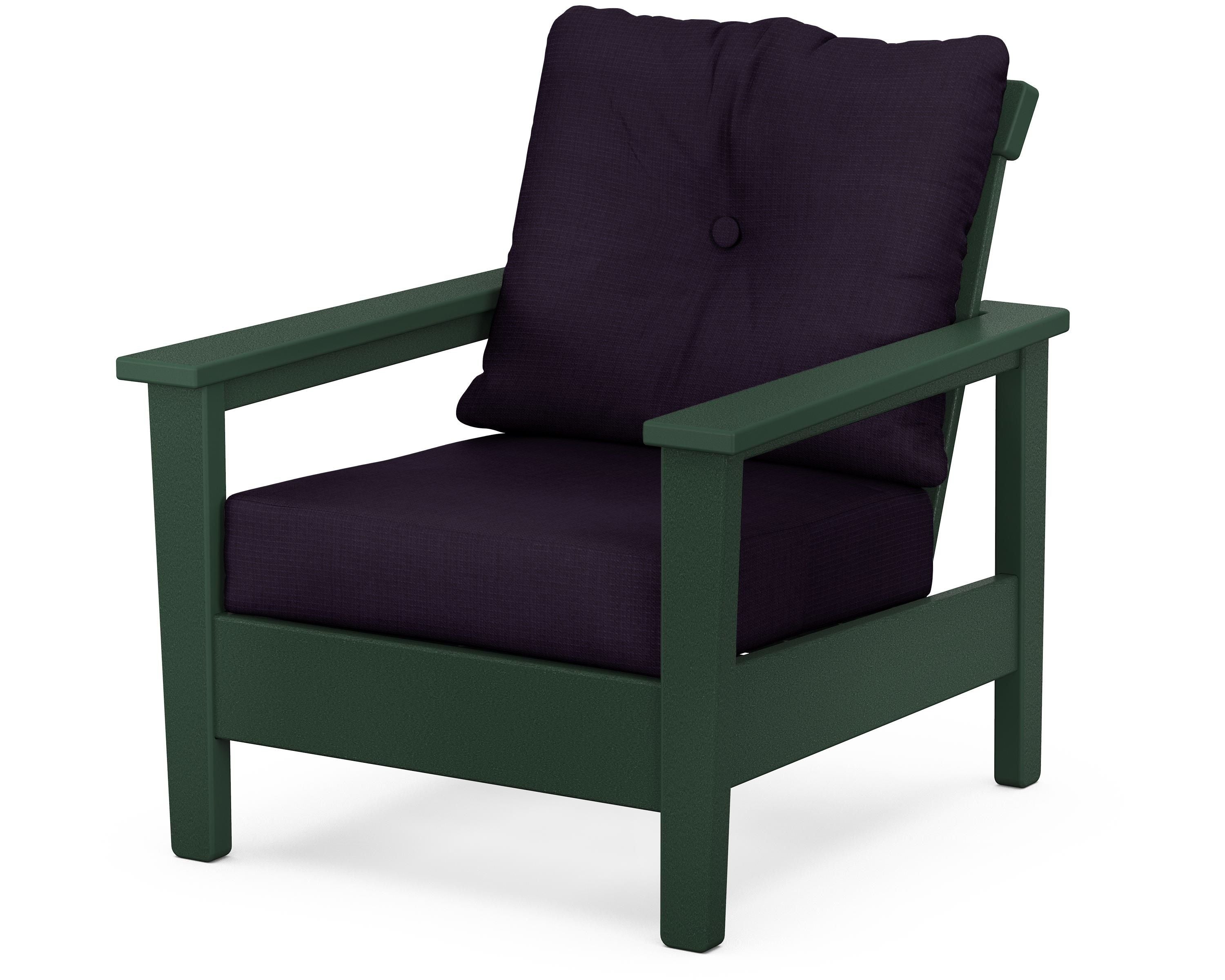 POLYWOOD® Prescott Deep Seating Chair in Green / Navy Linen