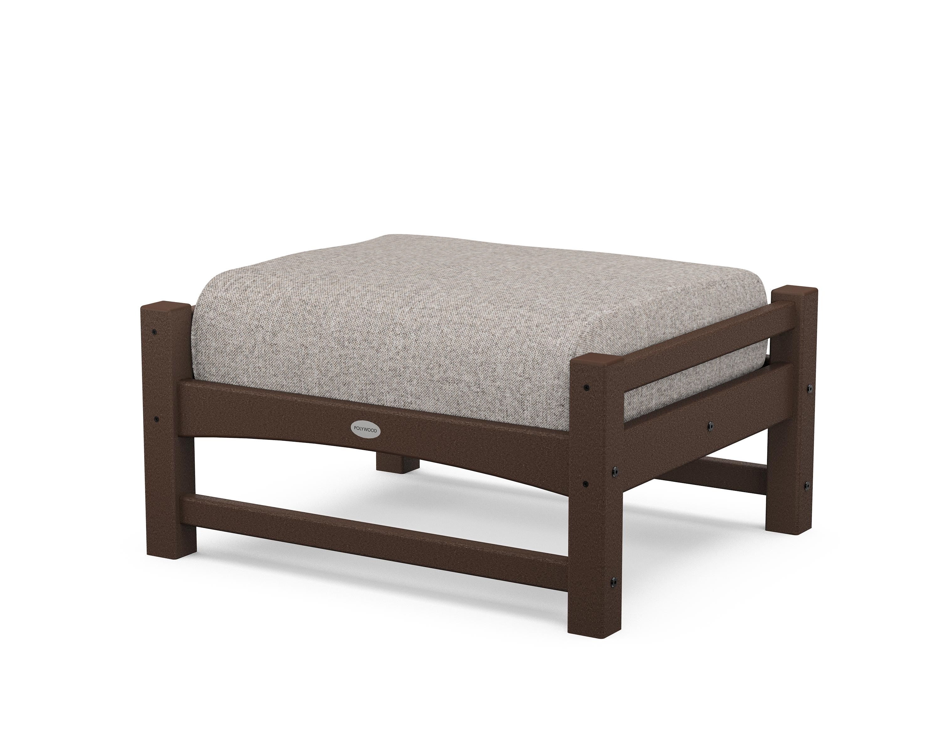 POLYWOOD® Club Ottoman in Mahogany / Weathered Tweed