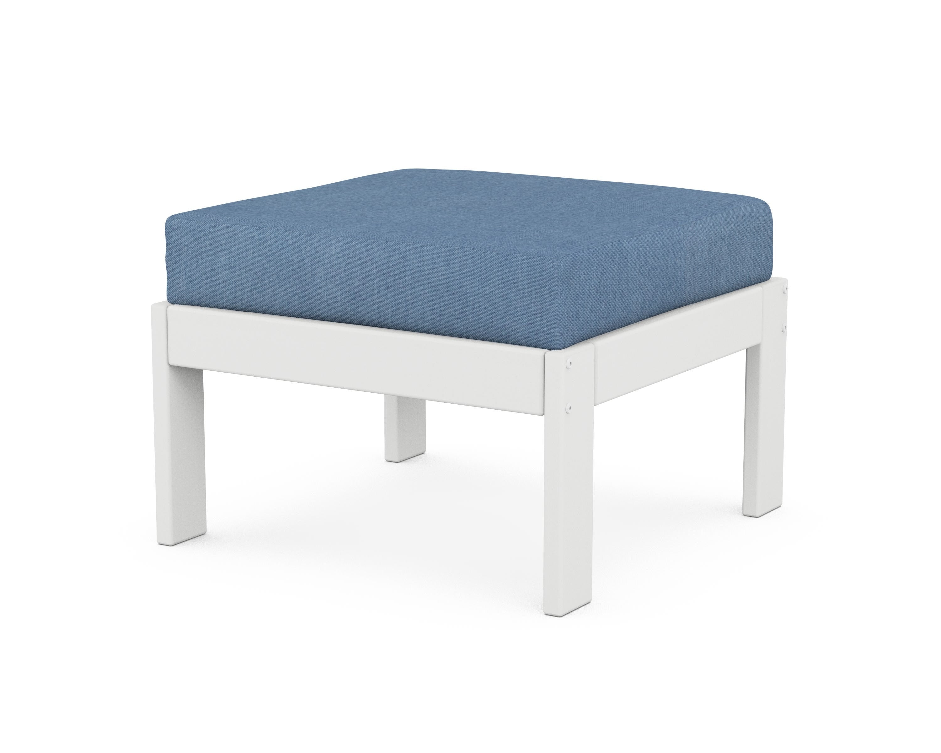 POLYWOOD® Vineyard Modular Ottoman in White / Sky Blue