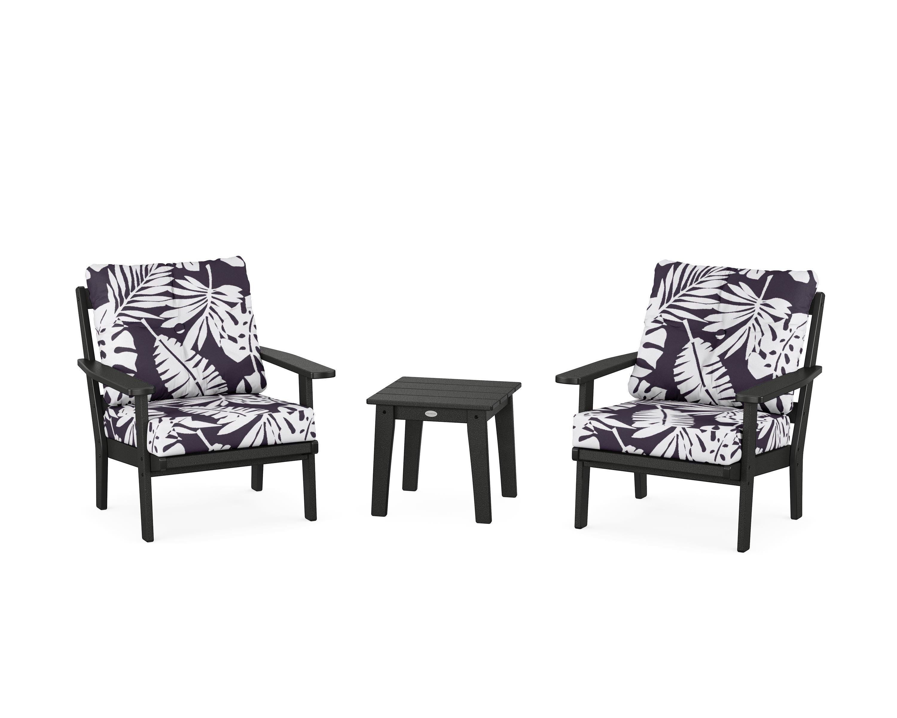 POLYWOOD® Prairie 3-Piece Deep Seating Set in Black / Leaf Navy