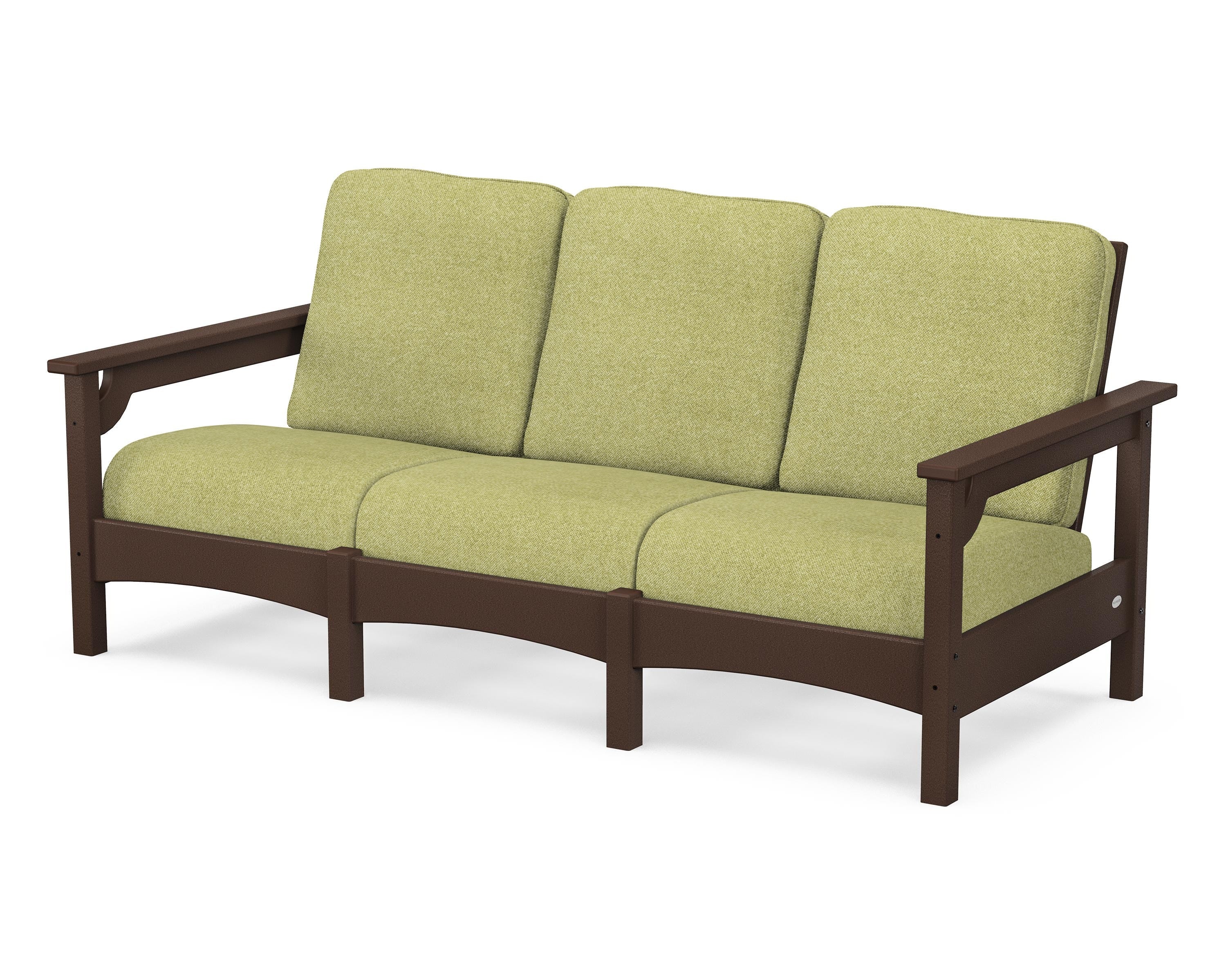 POLYWOOD® Club Sofa in Mahogany / Chartreuse Boucle