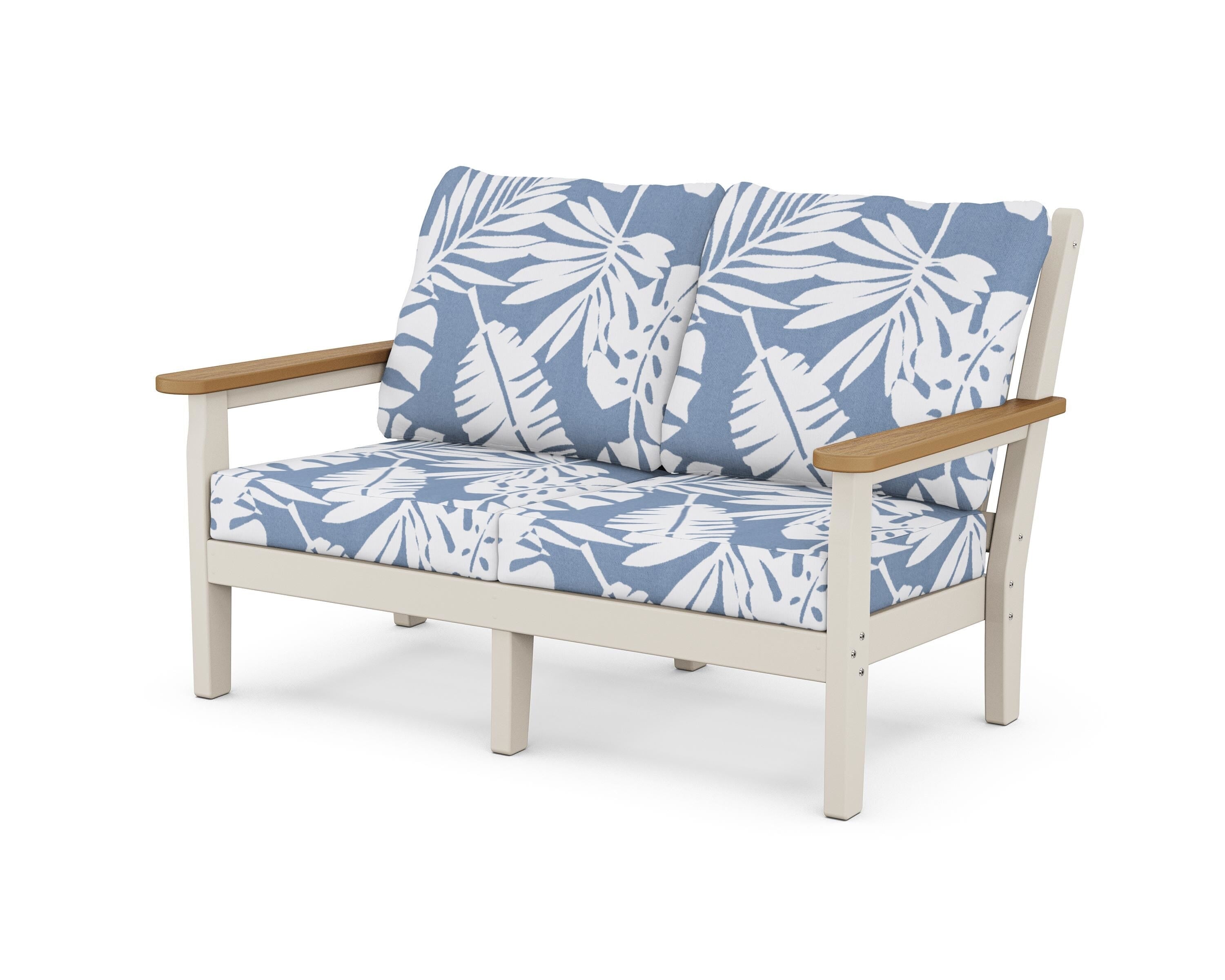 POLYWOOD® Chippendale Deep Seating Loveseat in Sand / Natural / Leaf Sky Blue