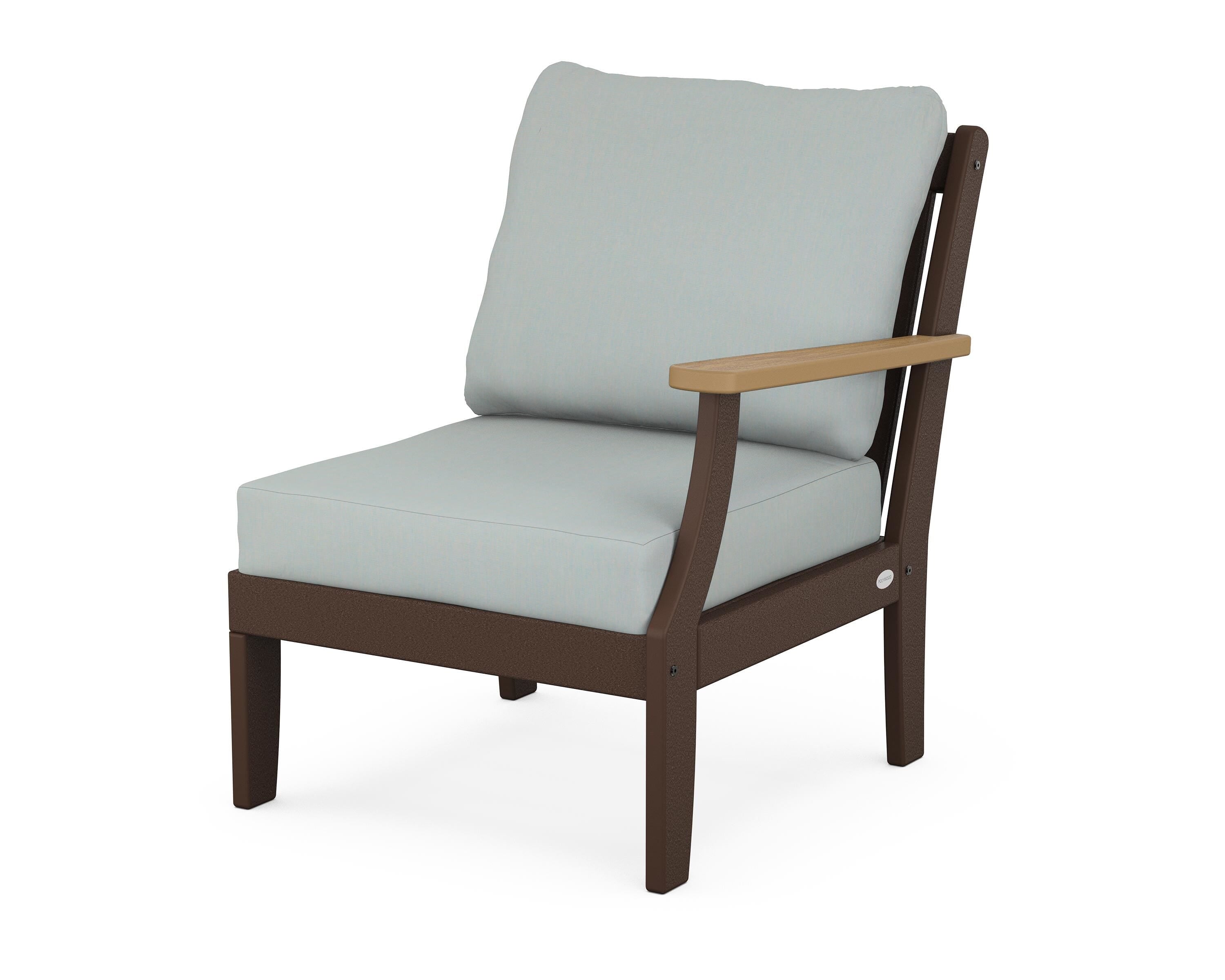 POLYWOOD® Braxton Modular Right Arm Chair in Mahogany / Natural / Spa