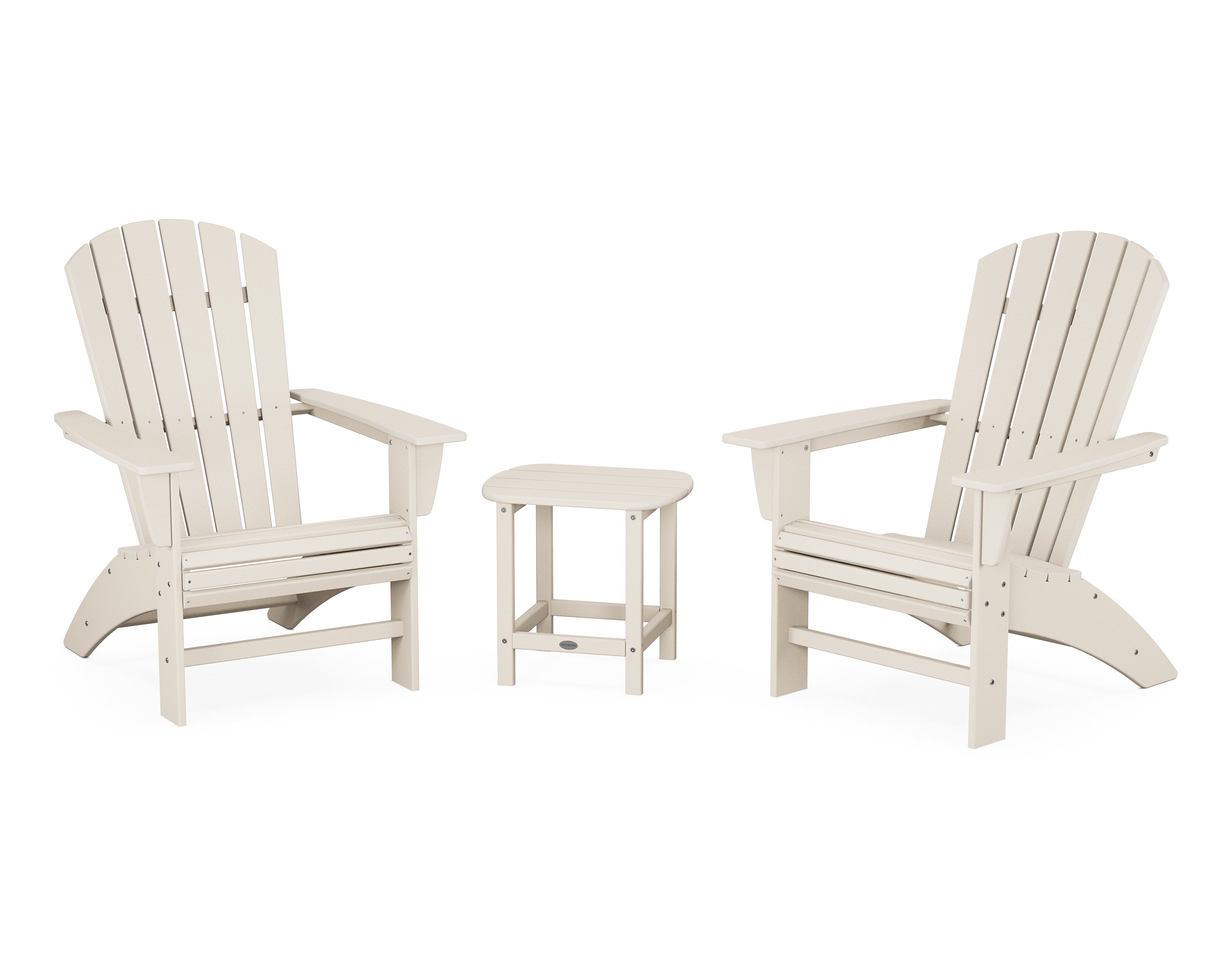 POLYWOOD® Nautical 3-Piece Curveback Adirondack Set in Sand