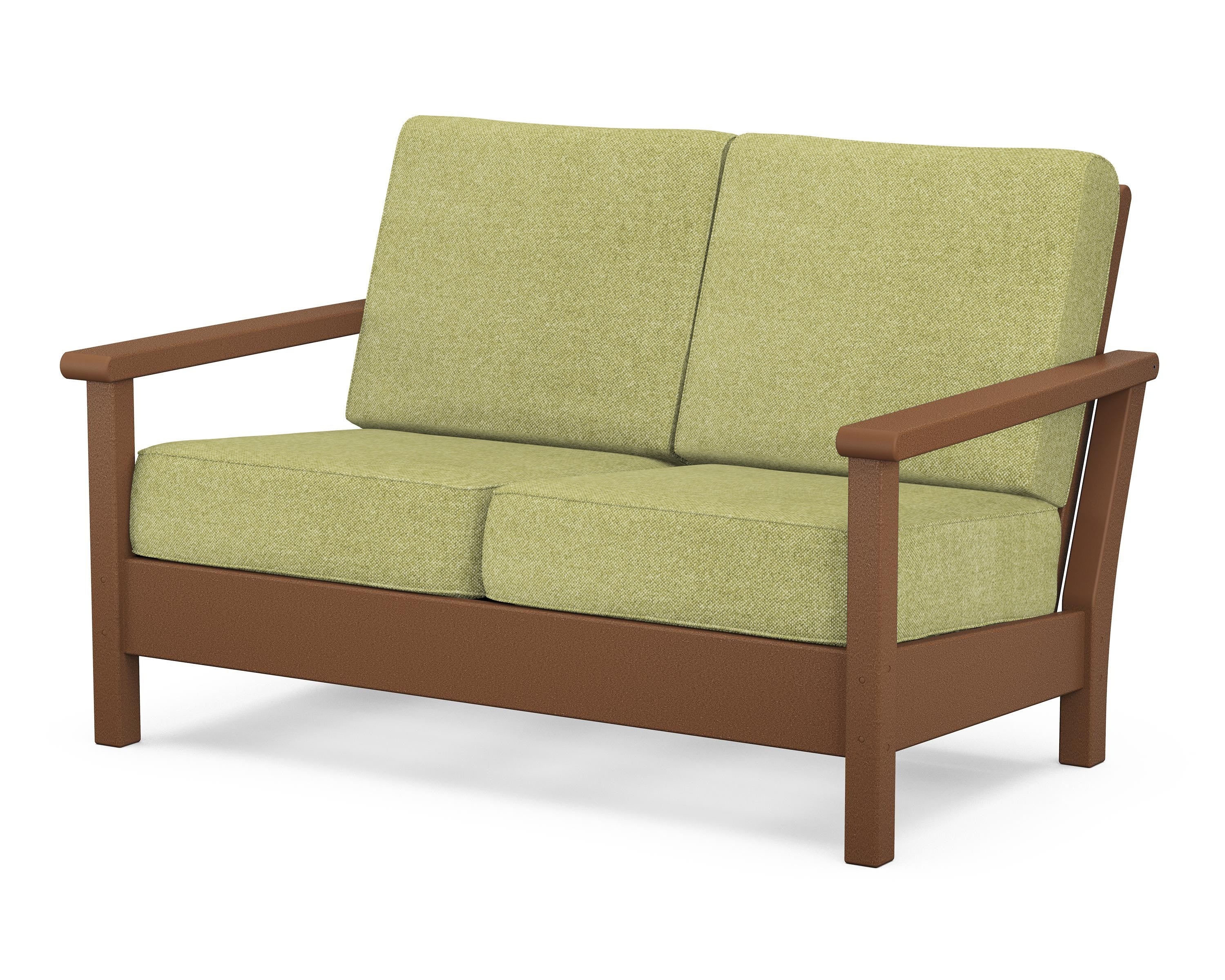 POLYWOOD® Harbour Deep Seating Loveseat in Teak / Chartreuse Boucle