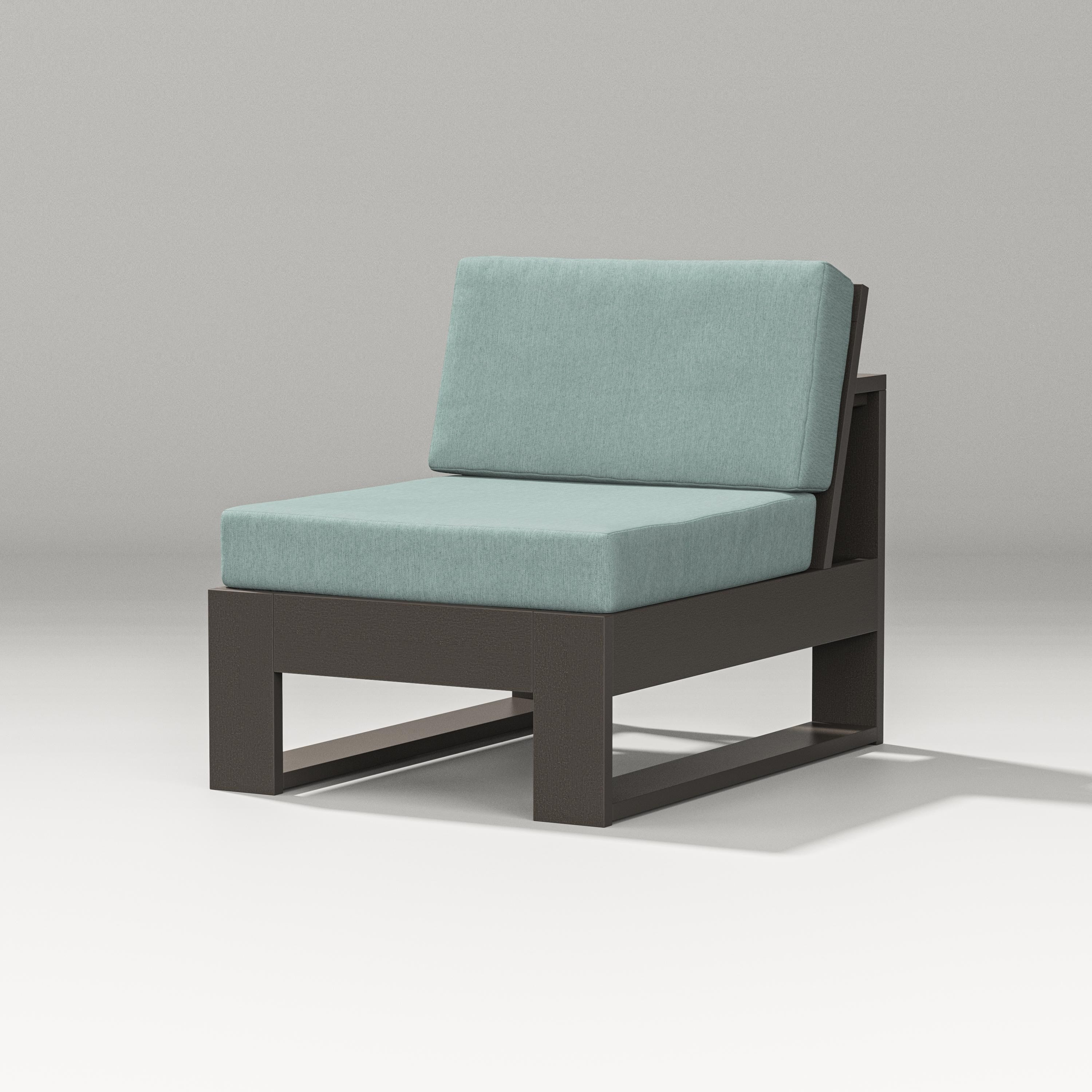 PW Designer Series Latitude Modular Armless Chair in Vintage Coffee / Glacier Spa