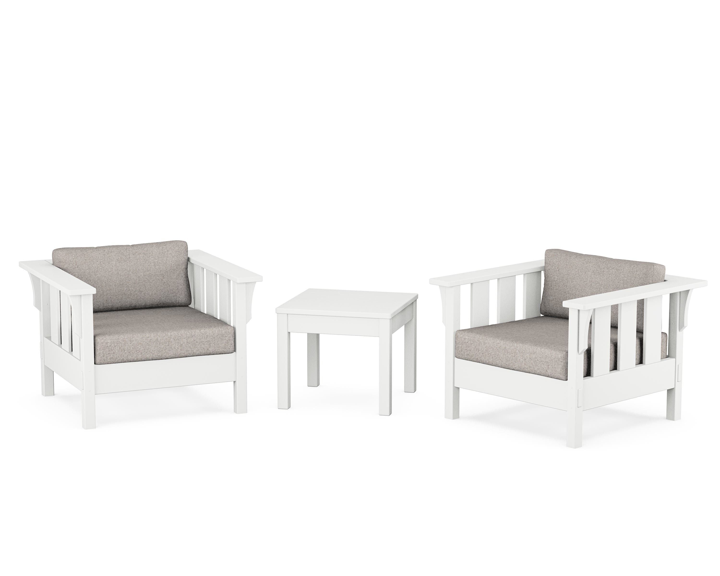 Martha Stewart by POLYWOOD® Acadia 3-Piece Deep Seating Set in White / Weathered Tweed