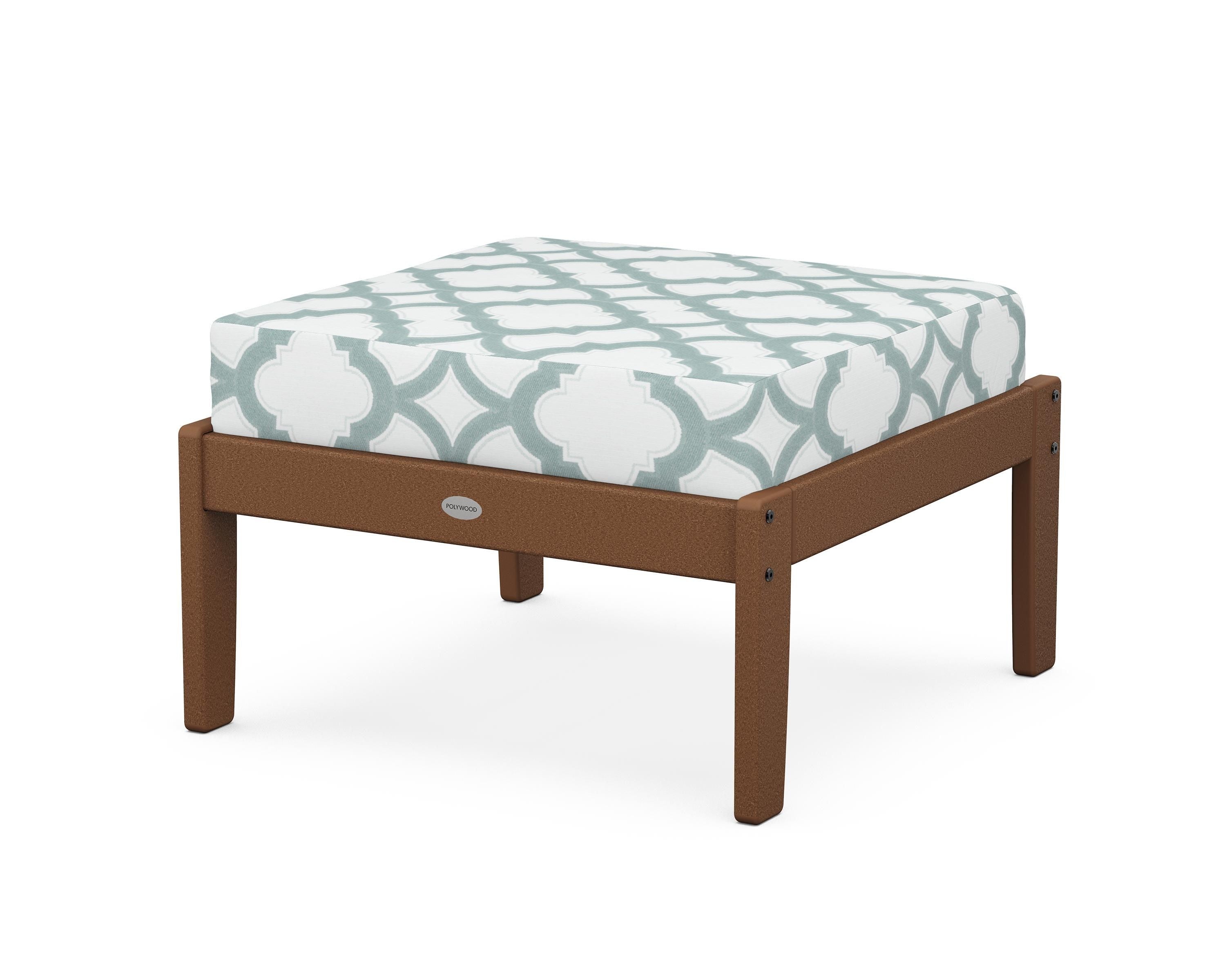 POLYWOOD® Braxton Deep Seating Ottoman in Teak / Trellis Glacier Spa