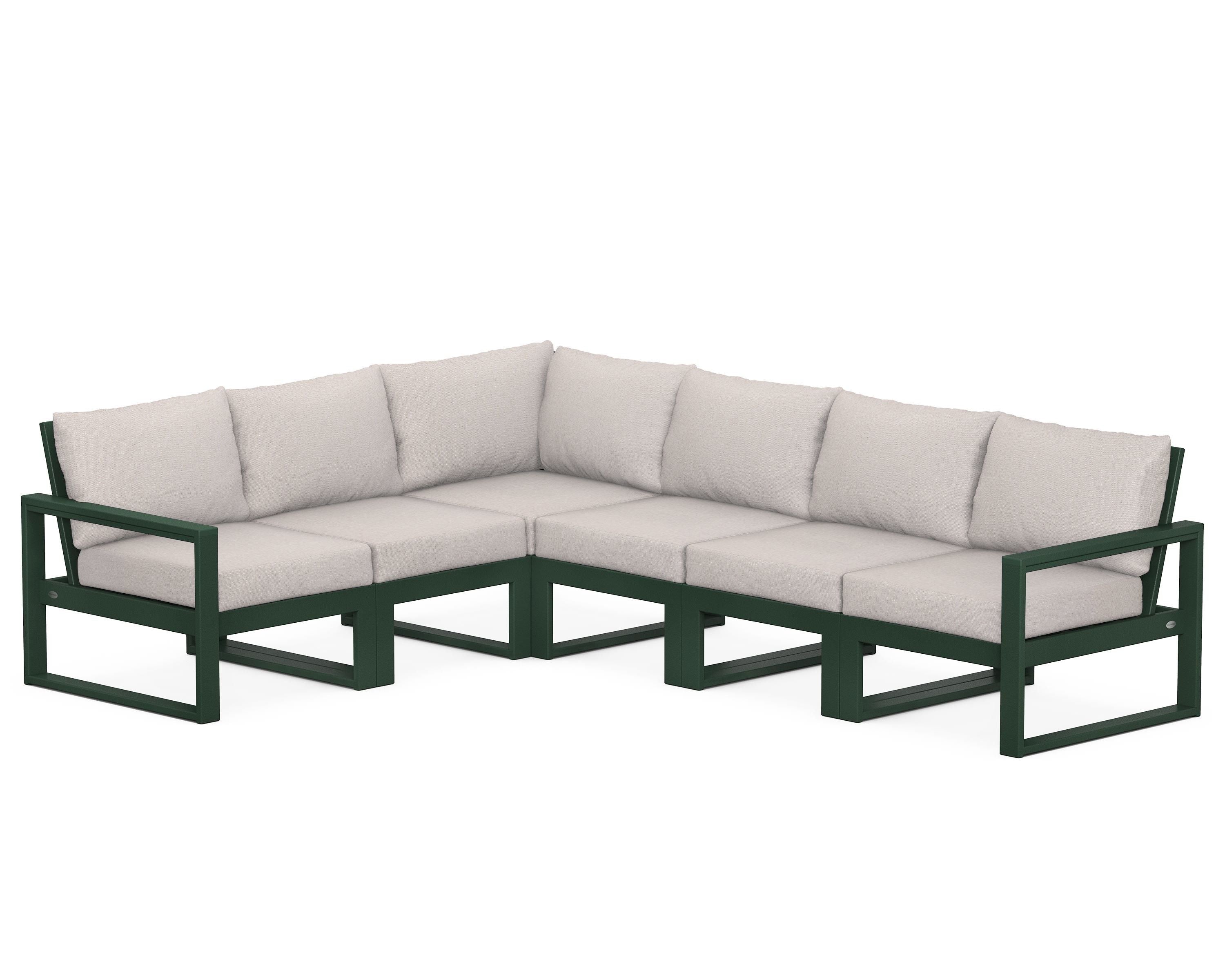 POLYWOOD® EDGE 6-Piece Modular Deep Seating Set in Green / Dune Burlap