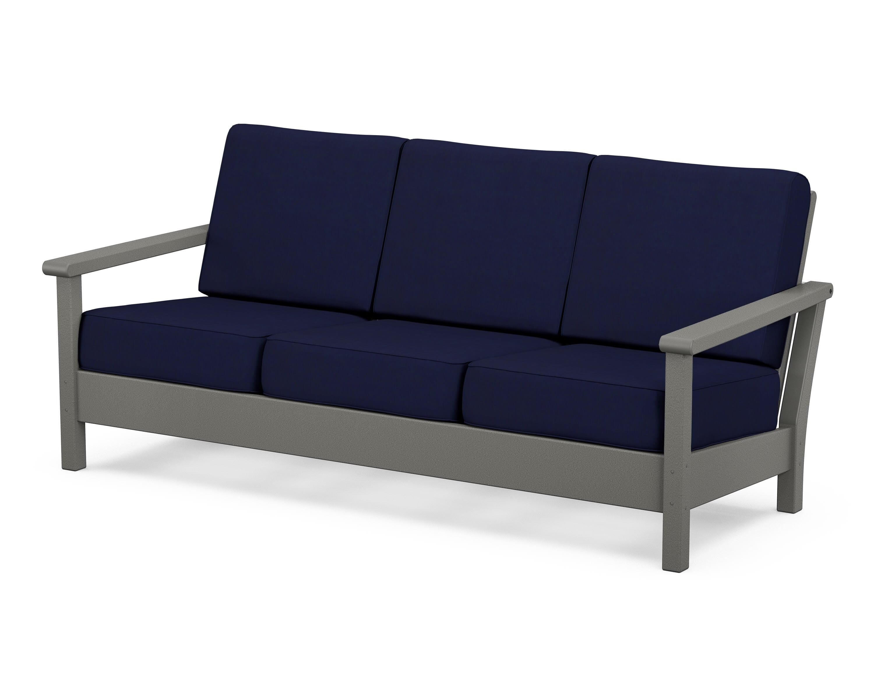POLYWOOD® Harbour Deep Seating Sofa in Slate Grey / Navy
