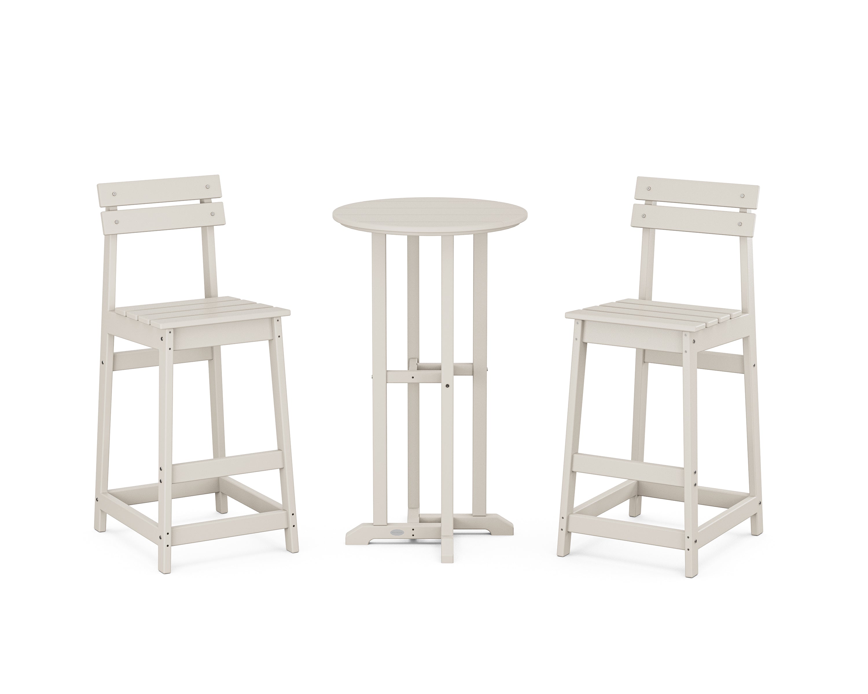 POLYWOOD® Modern Studio Plaza Bar Chair 3-Piece Bistro Set in Sand
