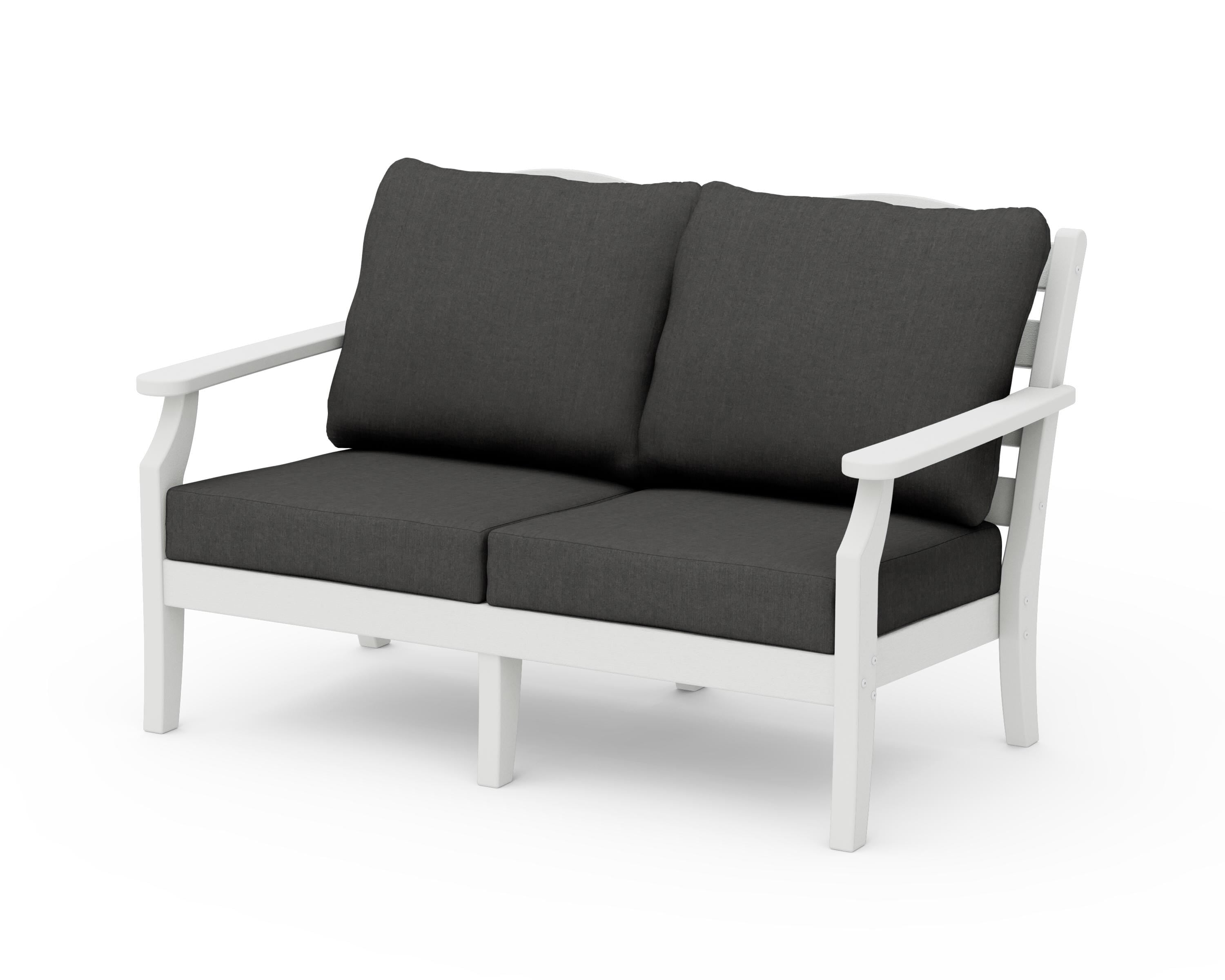 Draper James™ by POLYWOOD® Savannah Deep Seating Loveseat in Vintage White / Spectrum Carbon