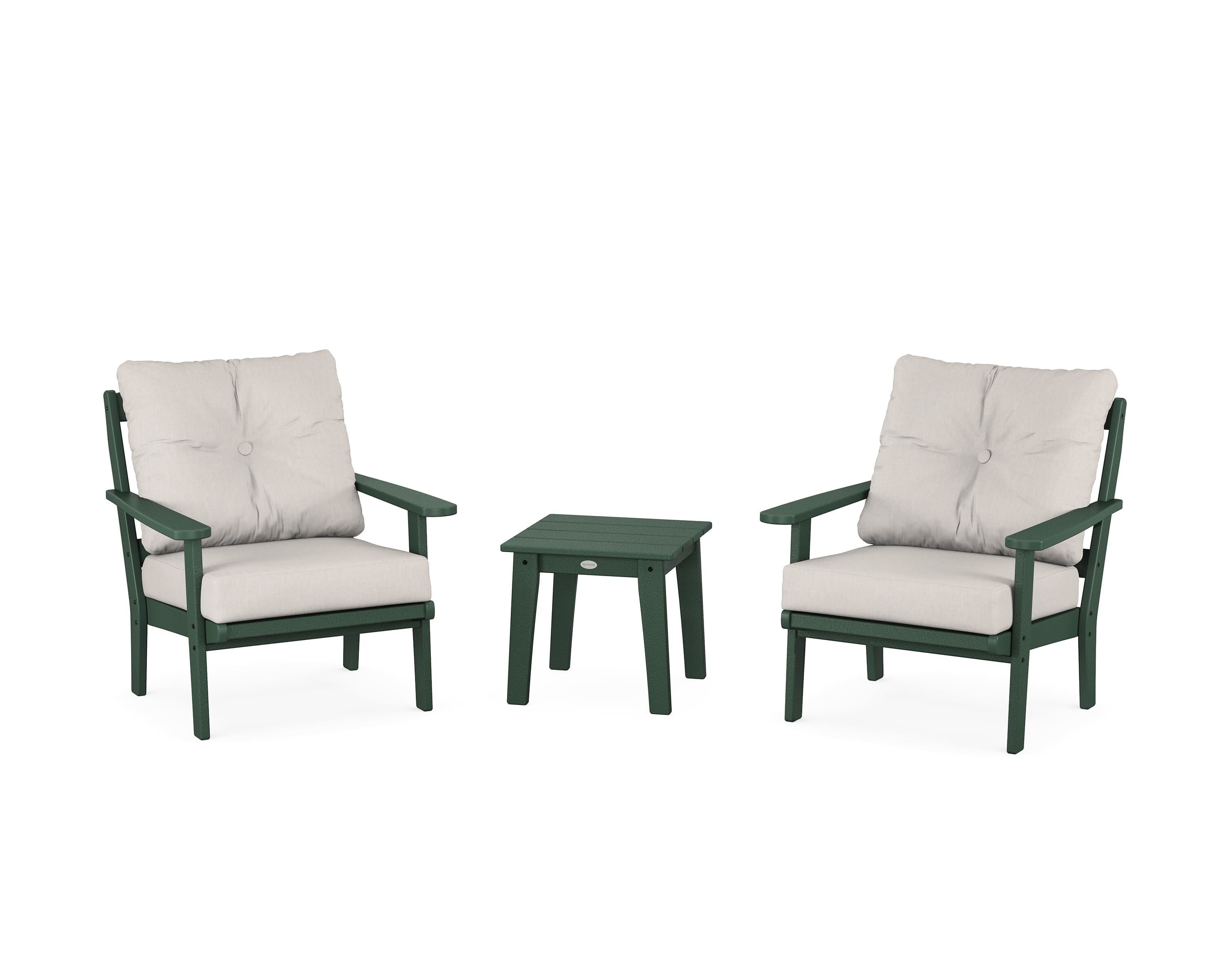 POLYWOOD® Mission 3-Piece Deep Seating Set in Green / Cast Ash