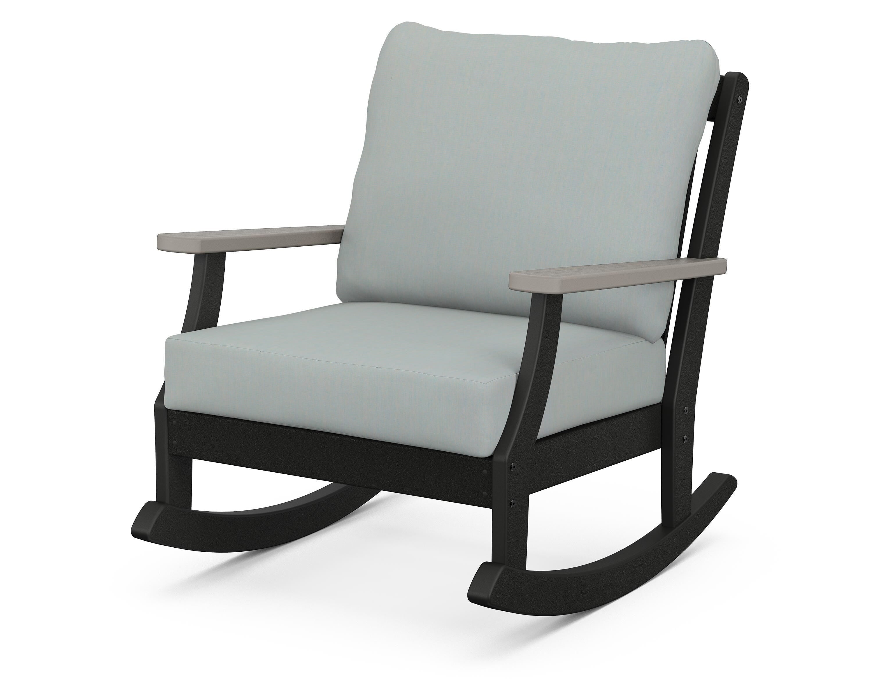 POLYWOOD® Braxton Deep Seating Rocking Chair in Black / Driftwood / Spa