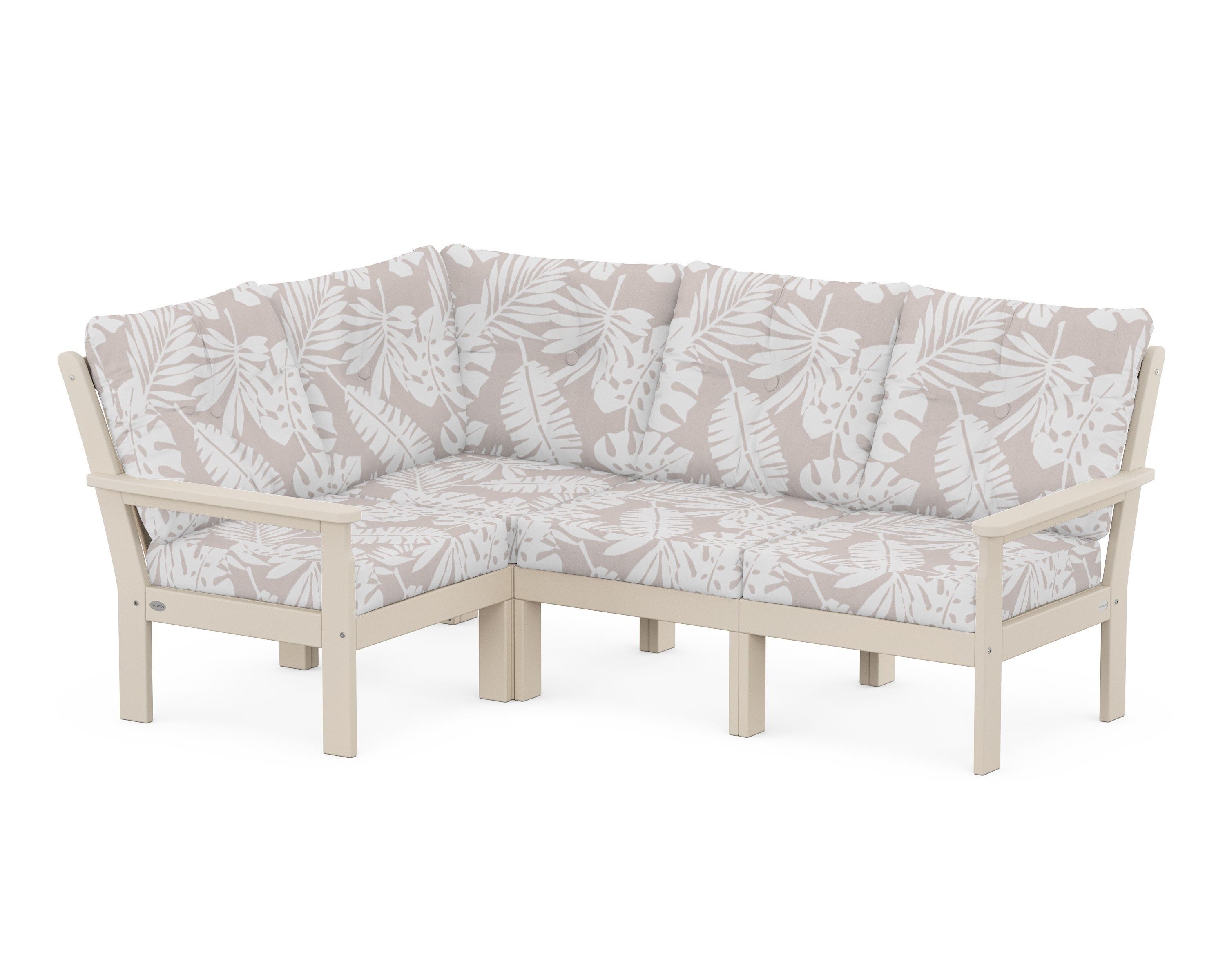 POLYWOOD® Vineyard 4-Piece Sectional in Sand / Leaf Dune Burlap