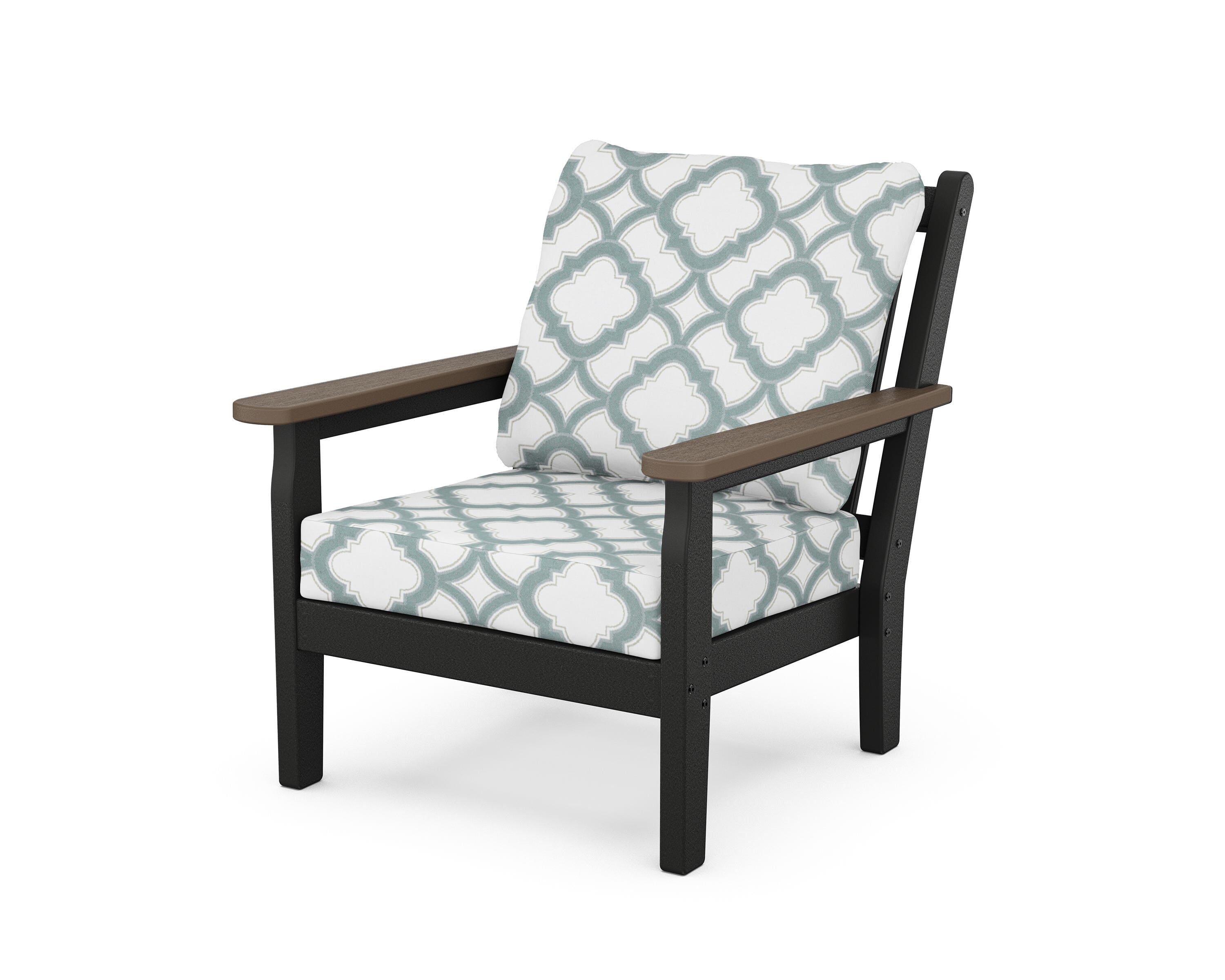 POLYWOOD® Chippendale Deep Seating Chair in Black / Kona / Trellis Glacier Spa