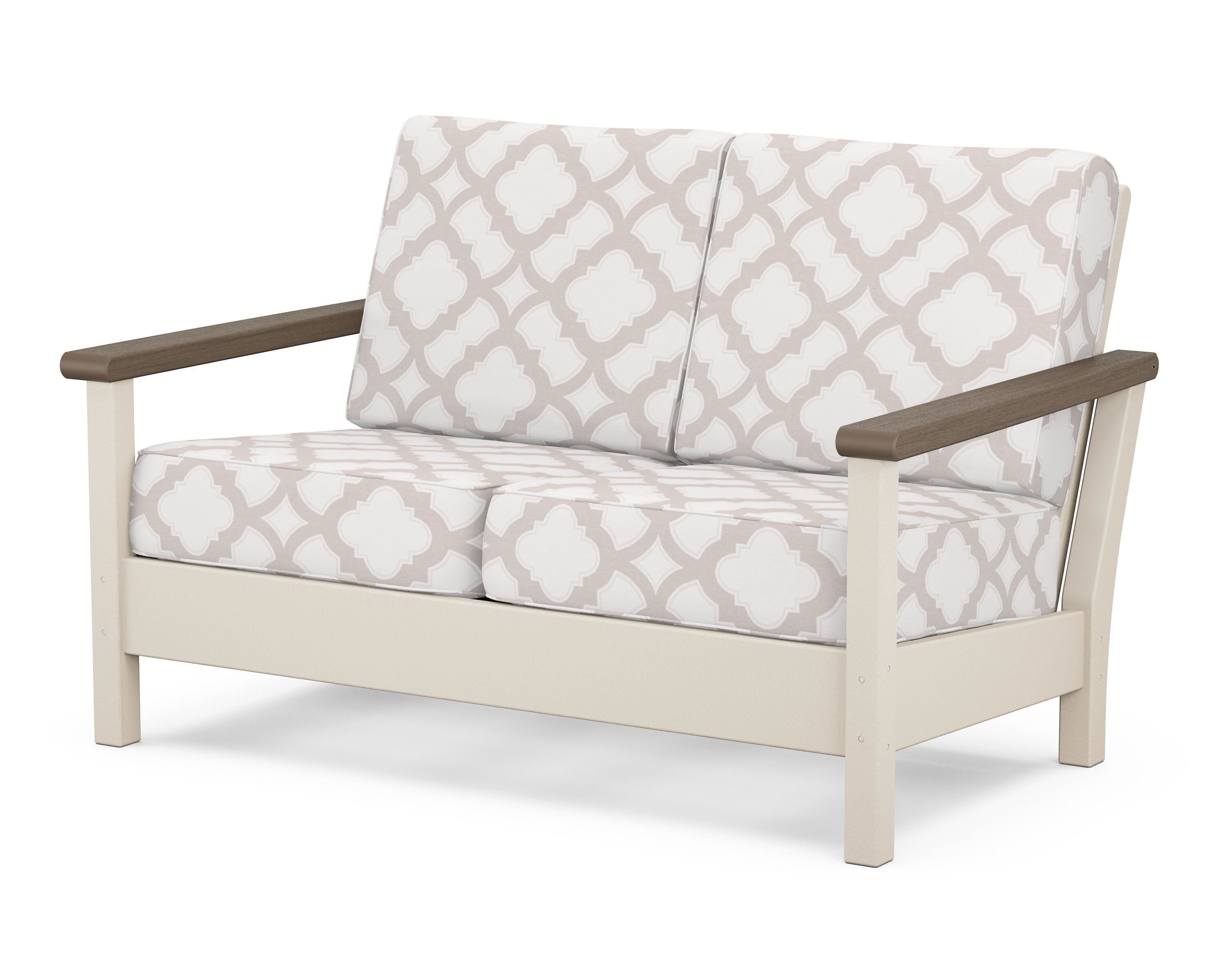 POLYWOOD® Harbour Deep Seating Loveseat in Sand / Kona / Trellis Dune Burlap