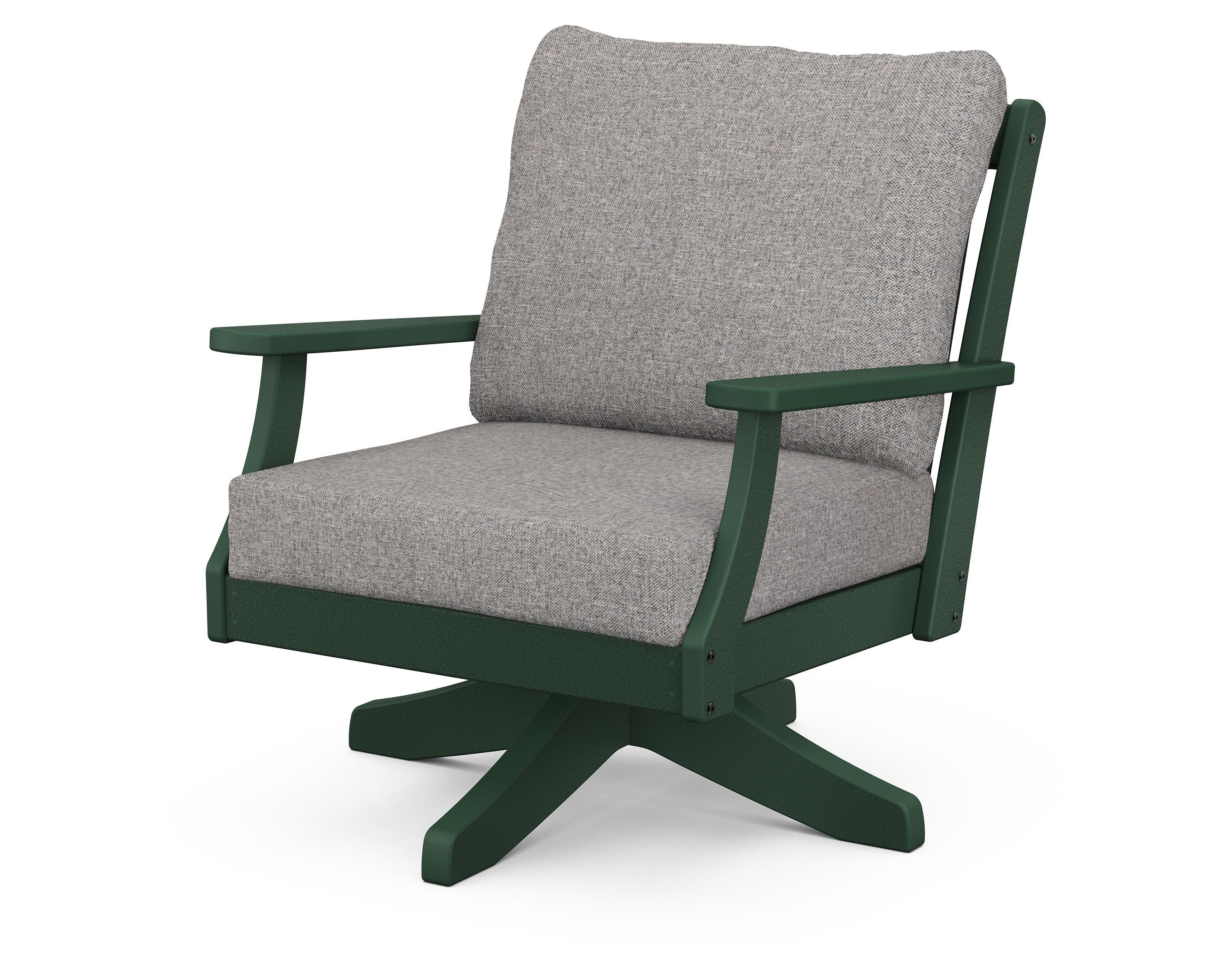 POLYWOOD® Braxton Deep Seating Swivel Chair in Green / Grey Mist