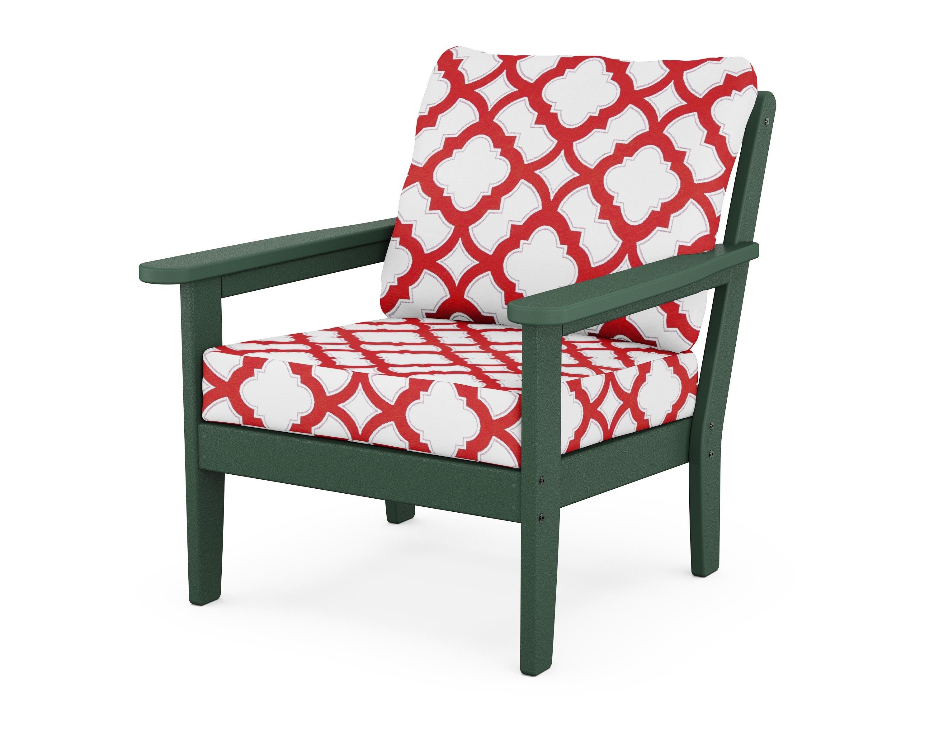 Country Living Cottage Deep Seating Chair in Green / Trellis Crimson