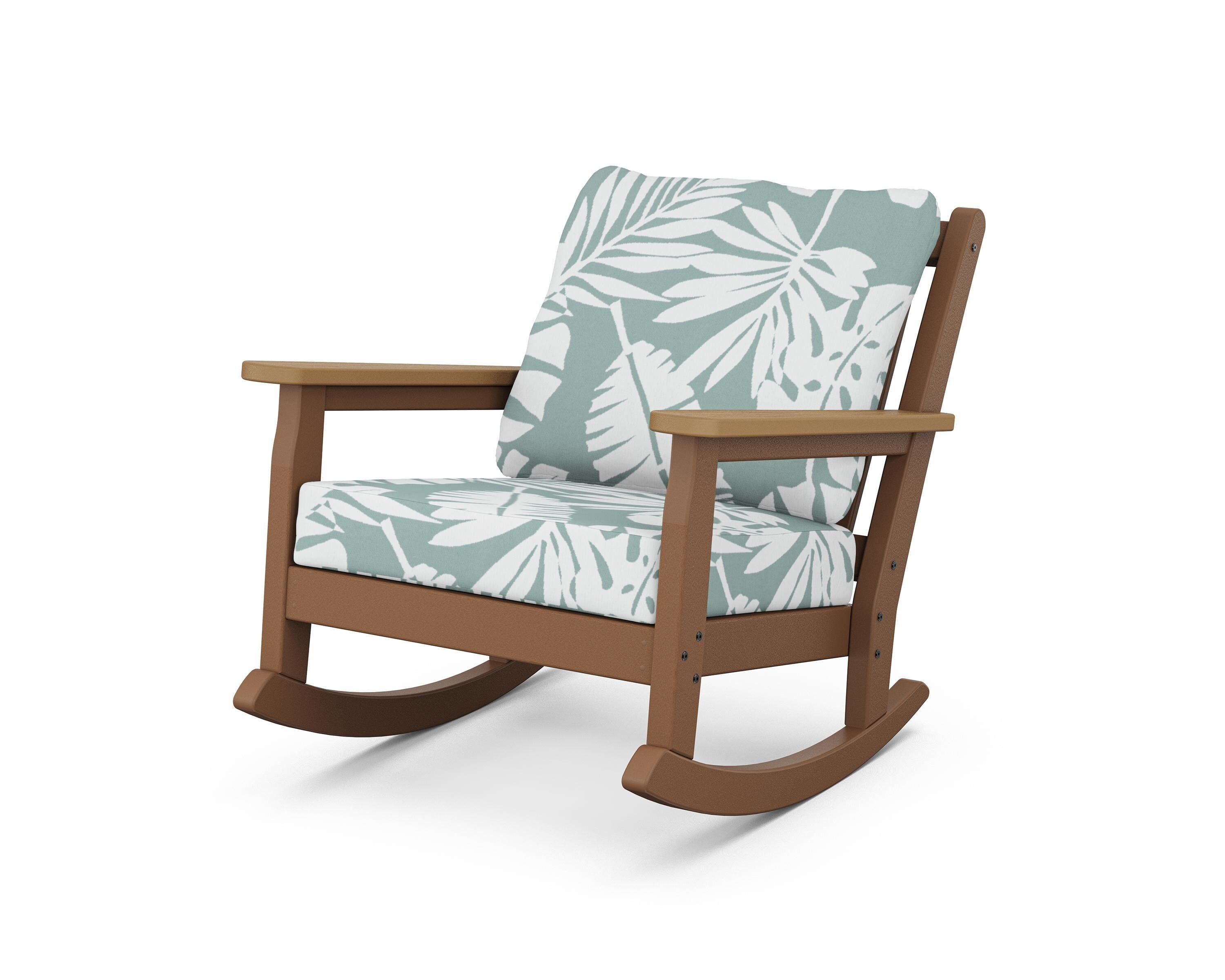 POLYWOOD® Chippendale Deep Seating Rocking Chair in Teak / Natural / Leaf Glacier Spa