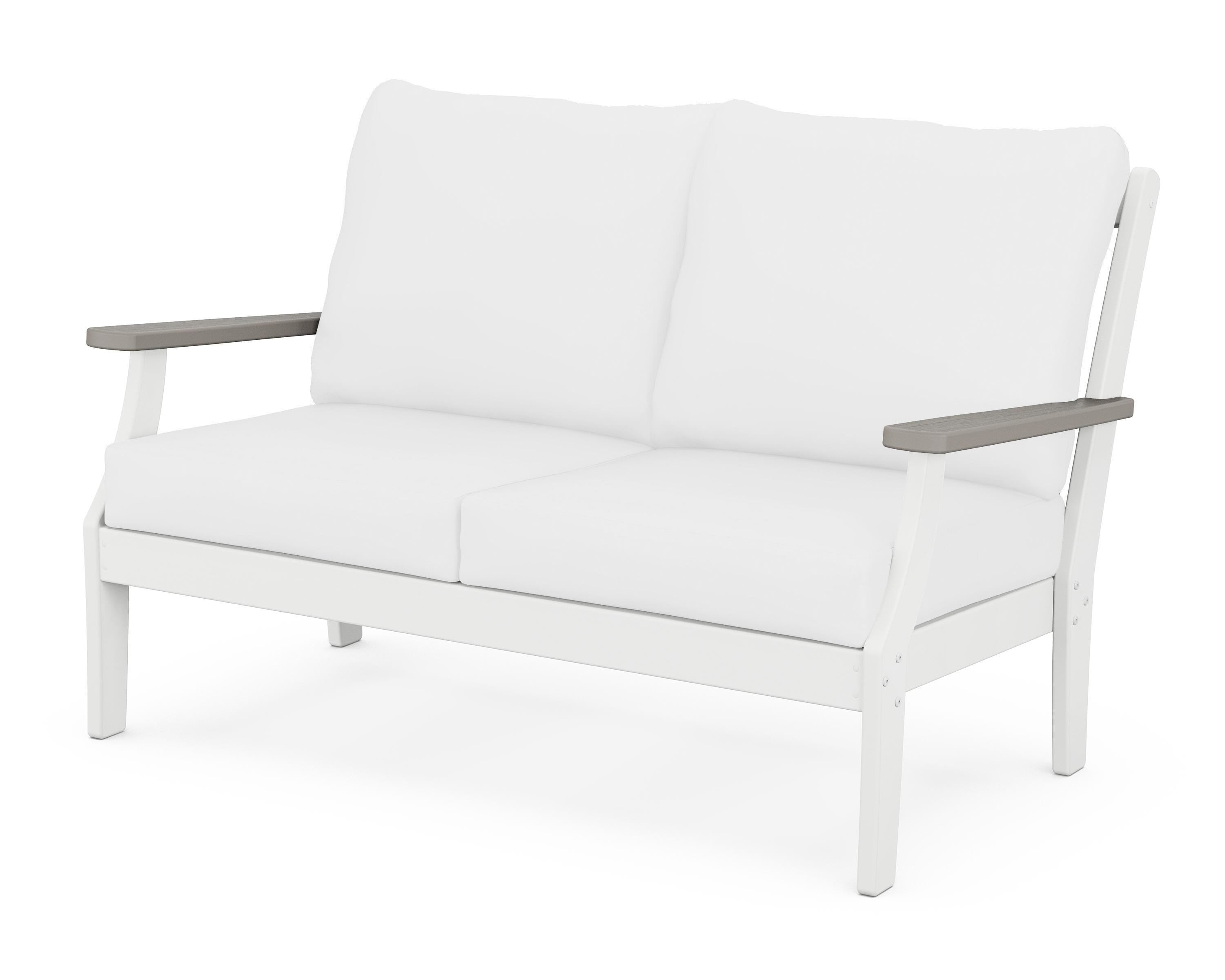 POLYWOOD® Braxton Deep Seating Loveseat in White / Driftwood / Natural