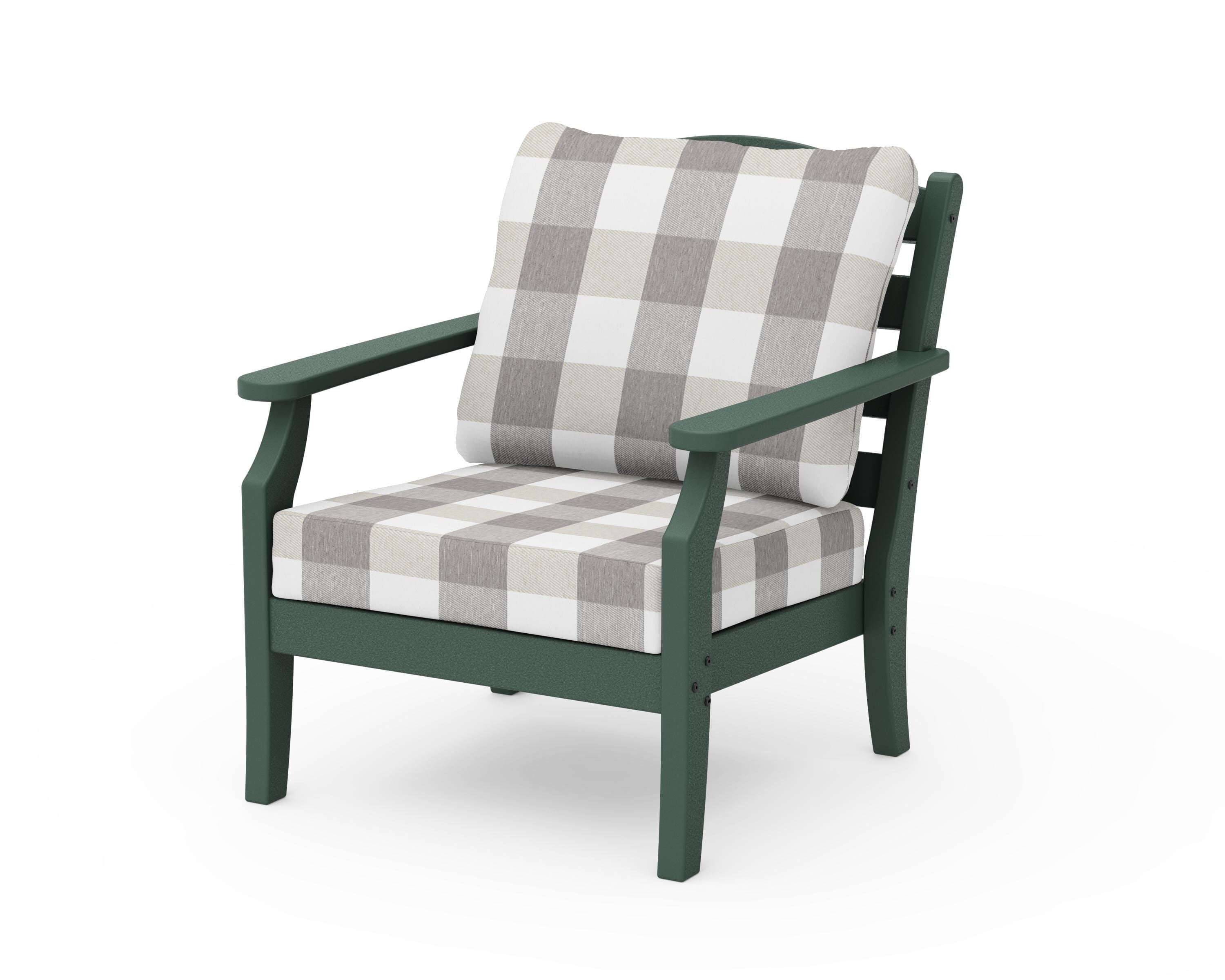 Draper James™ by POLYWOOD® Savannah Deep Seating Chair in Green / Buffalo Plaid Grey Mist