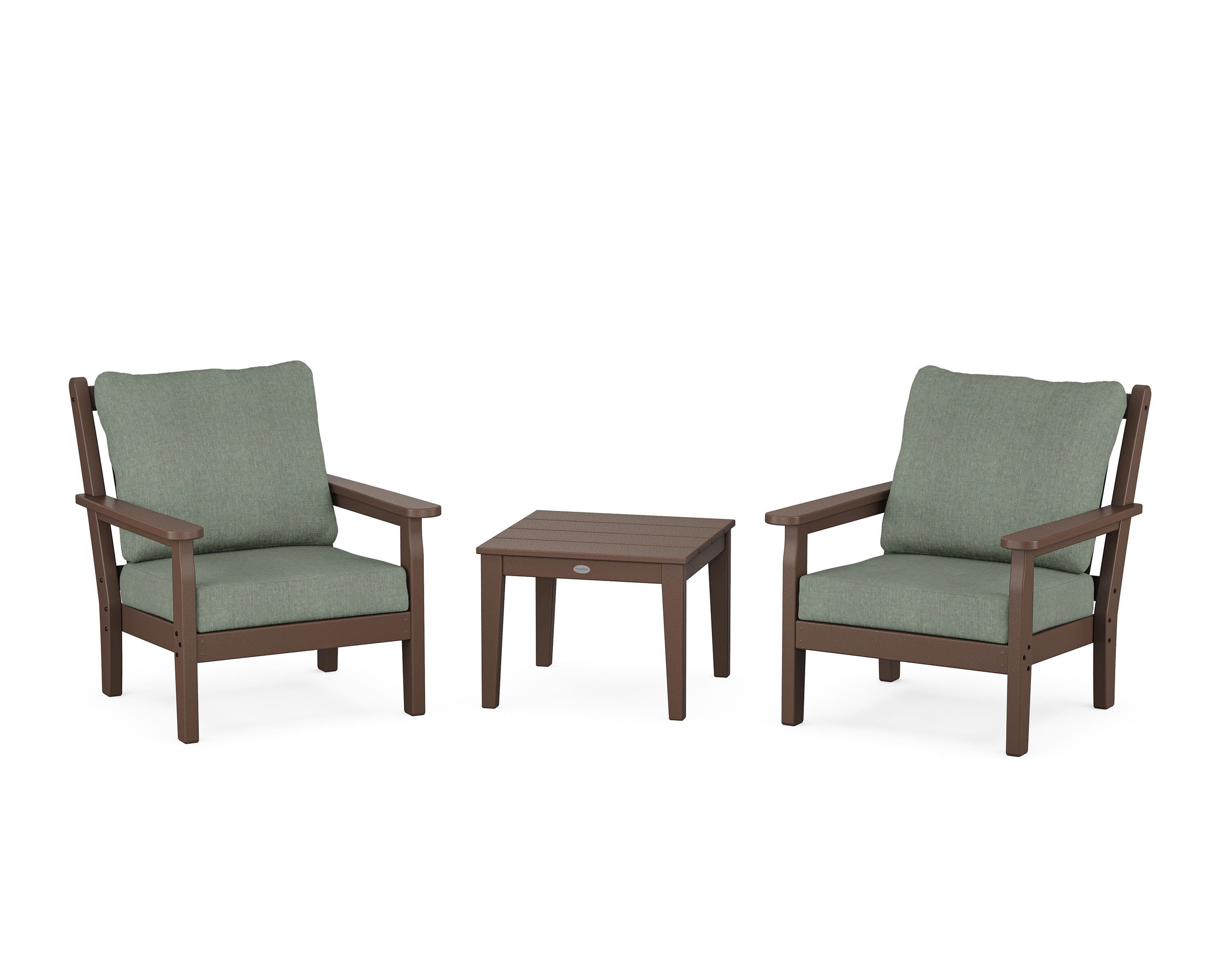 POLYWOOD® Chippendale 3-Piece Deep Seating Set in Mahogany / Cast Sage