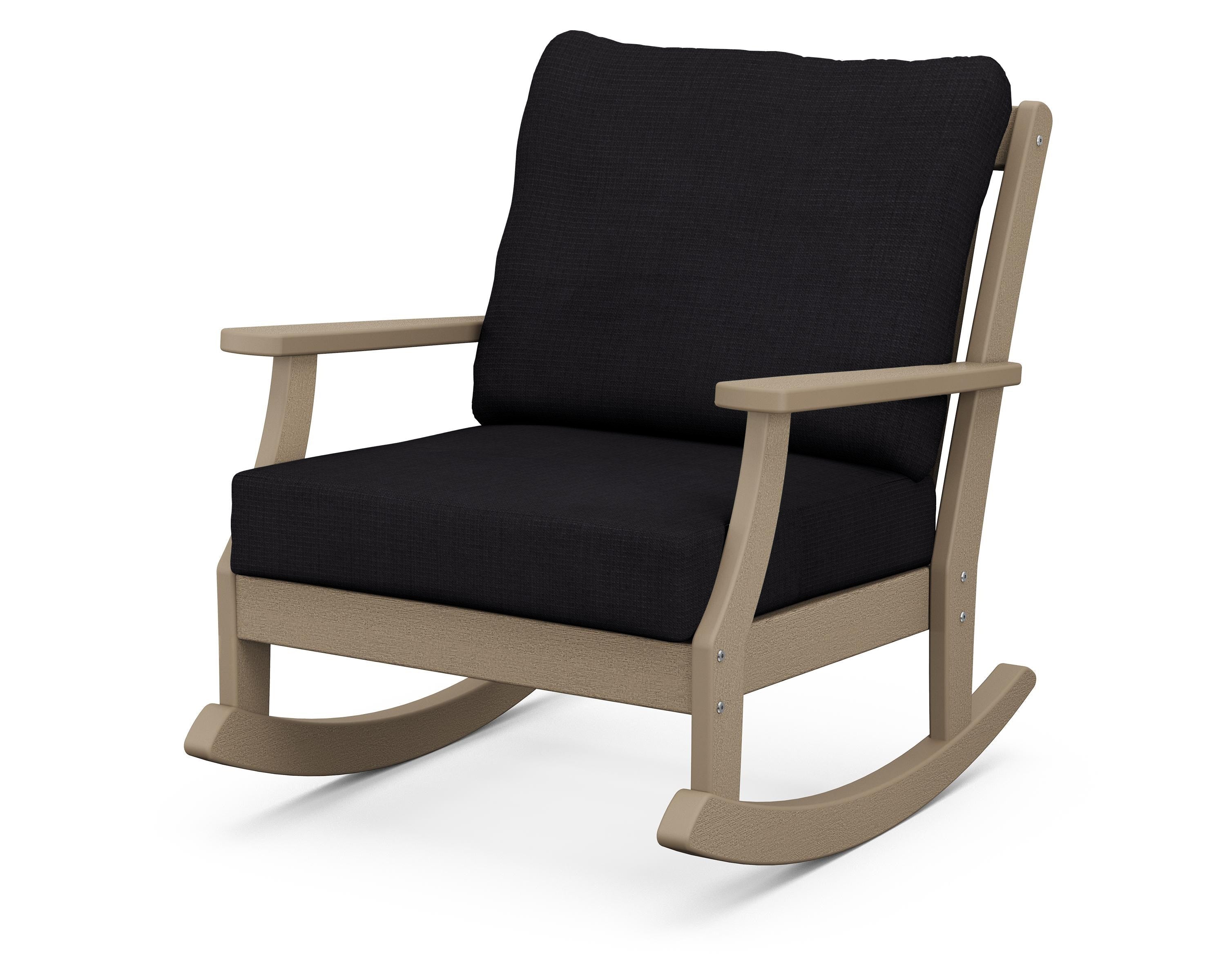 POLYWOOD® Braxton Deep Seating Rocking Chair in Vintage Sahara / Midnight Linen