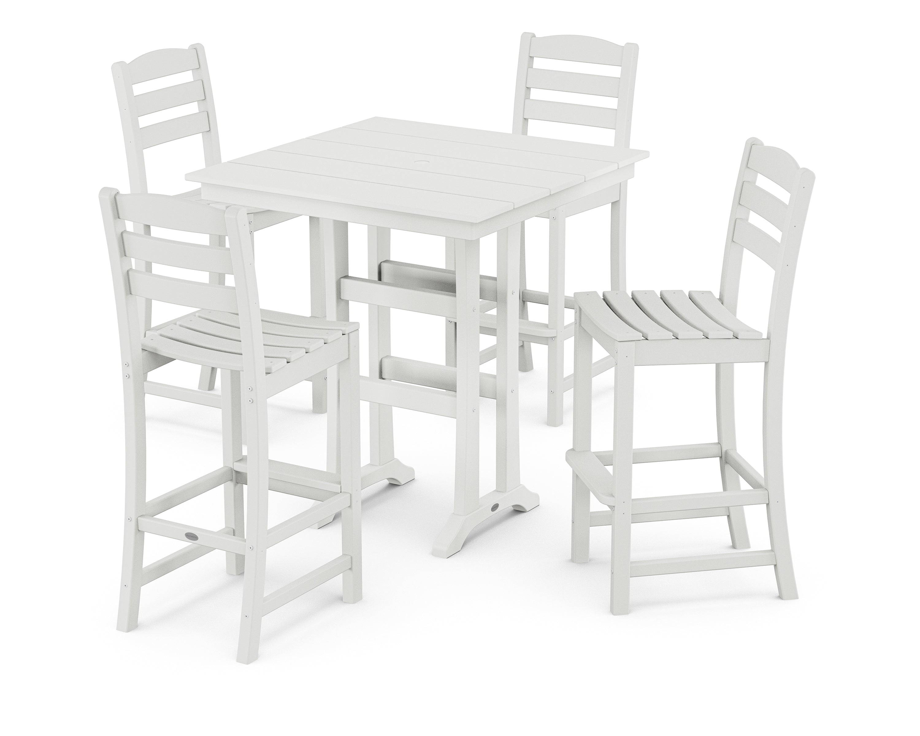POLYWOOD® La Casa Café 5-Piece Farmhouse Trestle Bar Set in White
