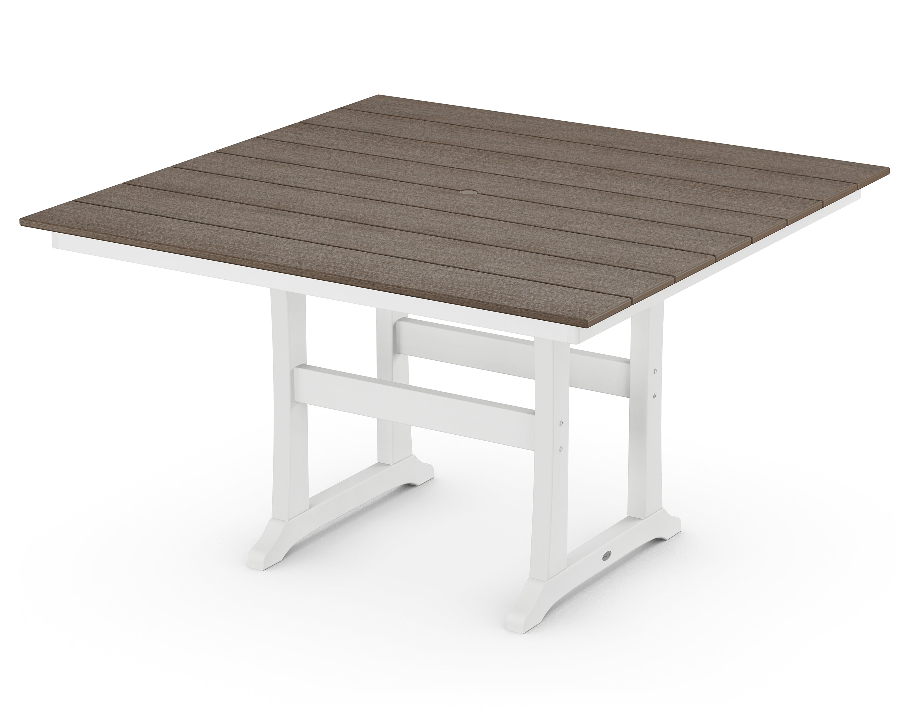 POLYWOOD® Farmhouse Trestle 59" Counter Table in White / Kona