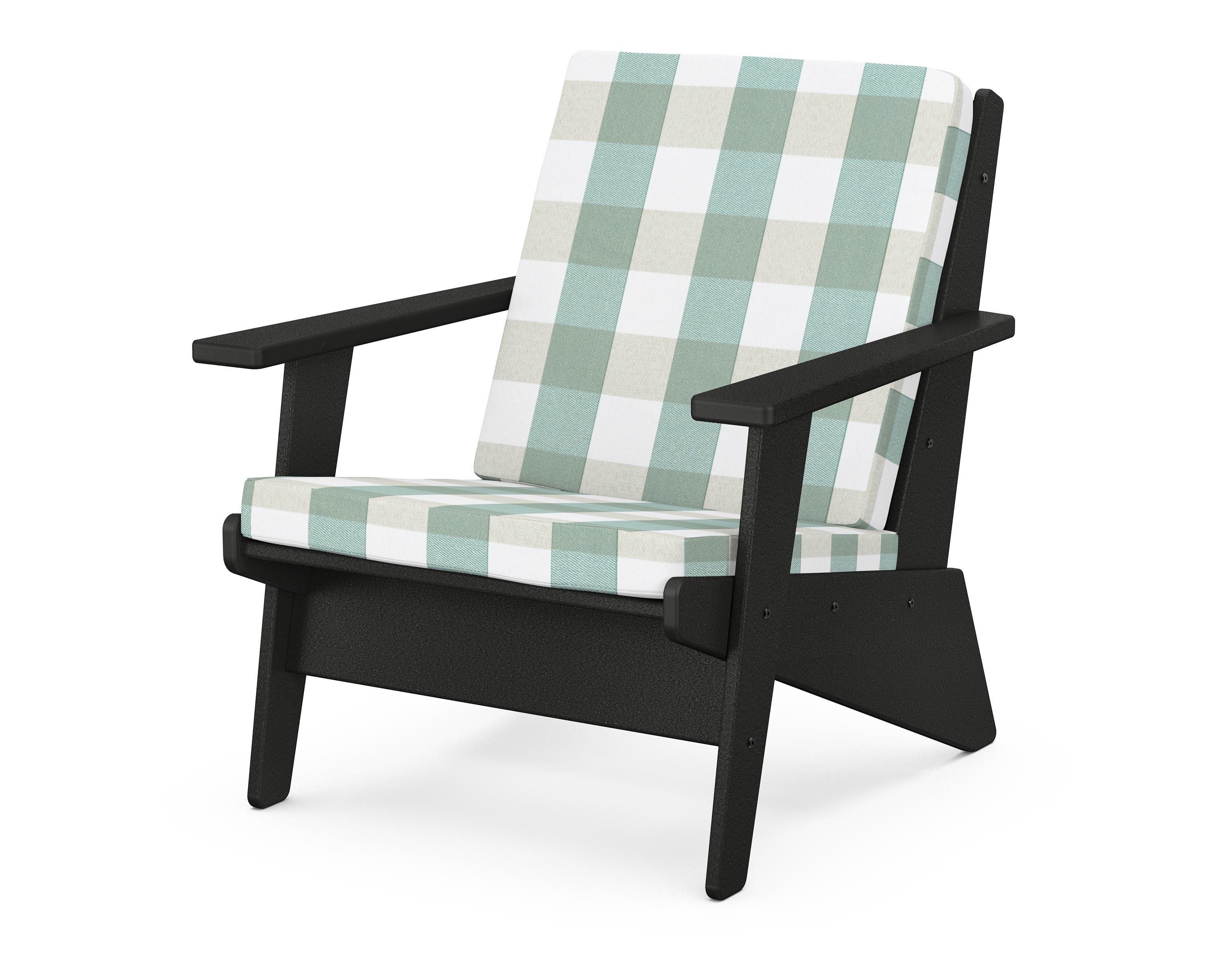 POLYWOOD® Riviera Modern Lounge Chair in Black / Buffalo Plaid Glacier Spa