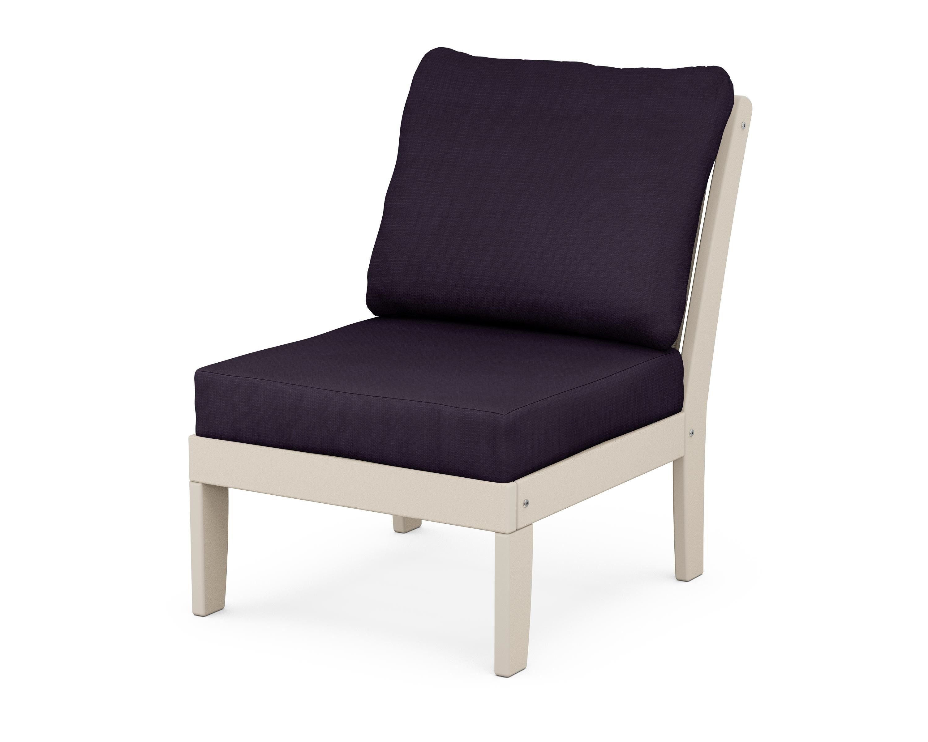 POLYWOOD® Braxton Modular Armless Chair in Sand / Navy Linen