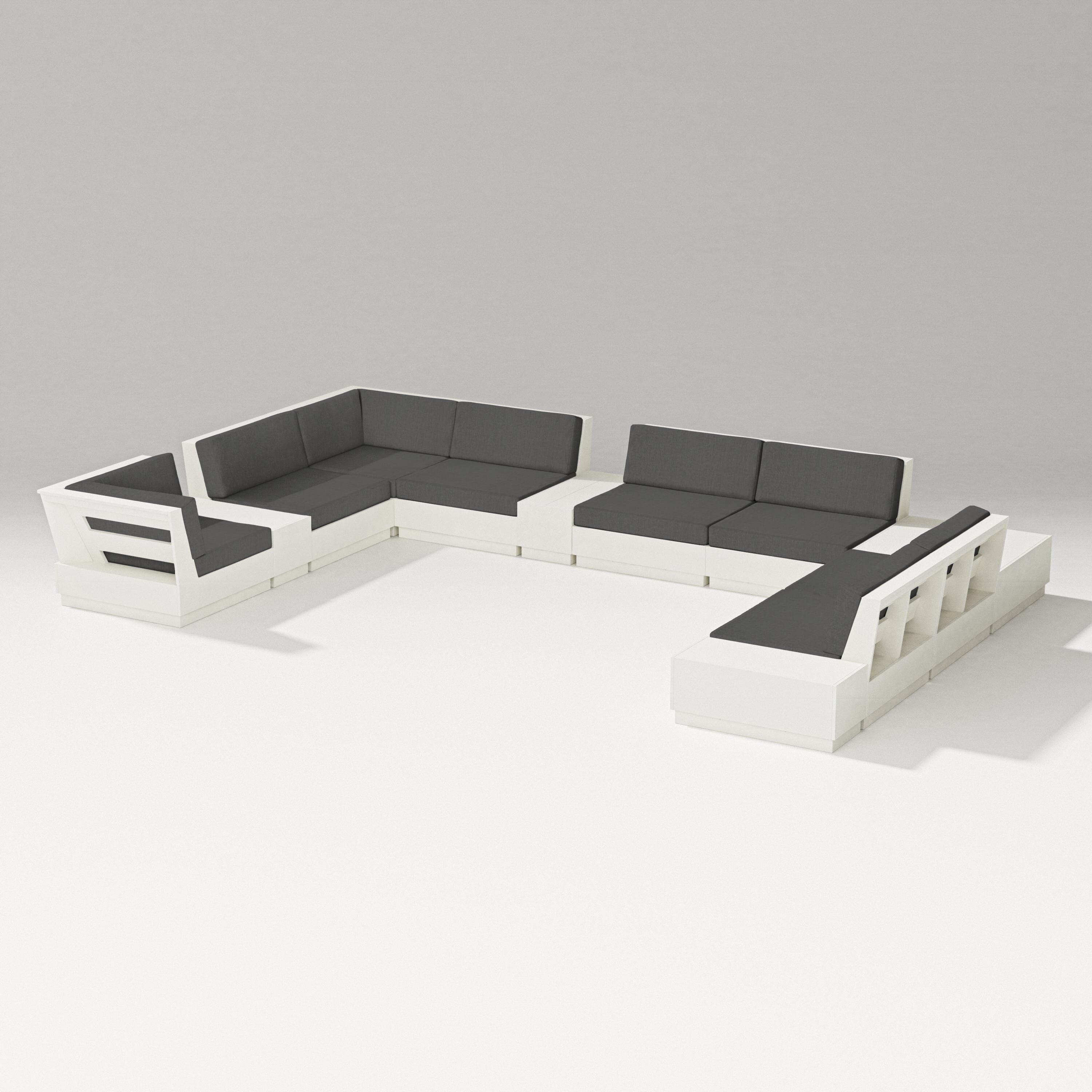 PW Designer Series Elevate 12-Piece Conversation Sectional Set in Vintage White / Spectrum Carbon