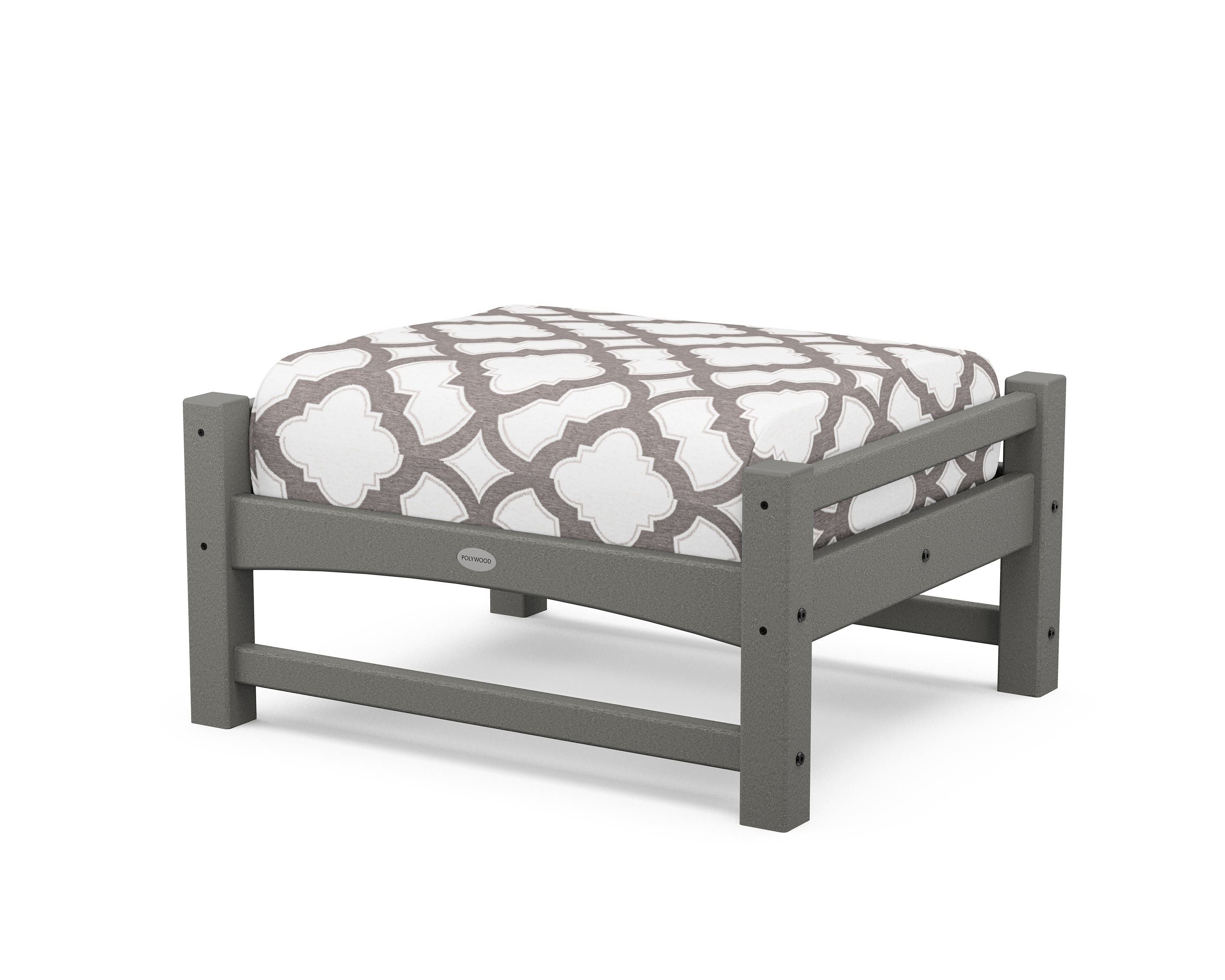 POLYWOOD® Club Ottoman in Slate Grey / Trellis Grey Mist