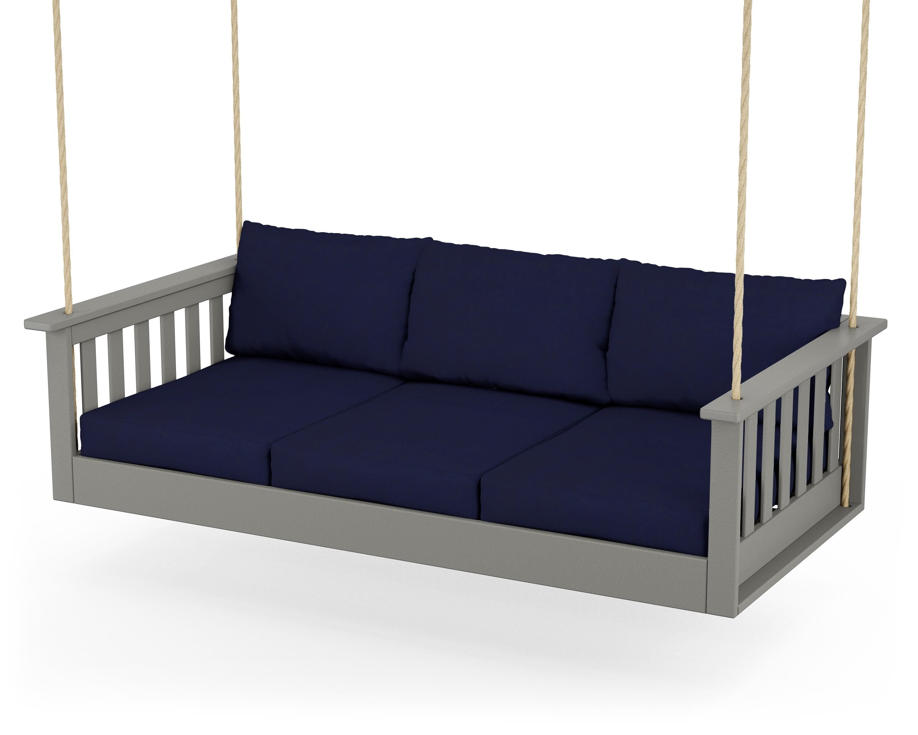 POLYWOOD® Vineyard Daybed Swing in Slate Grey / Navy