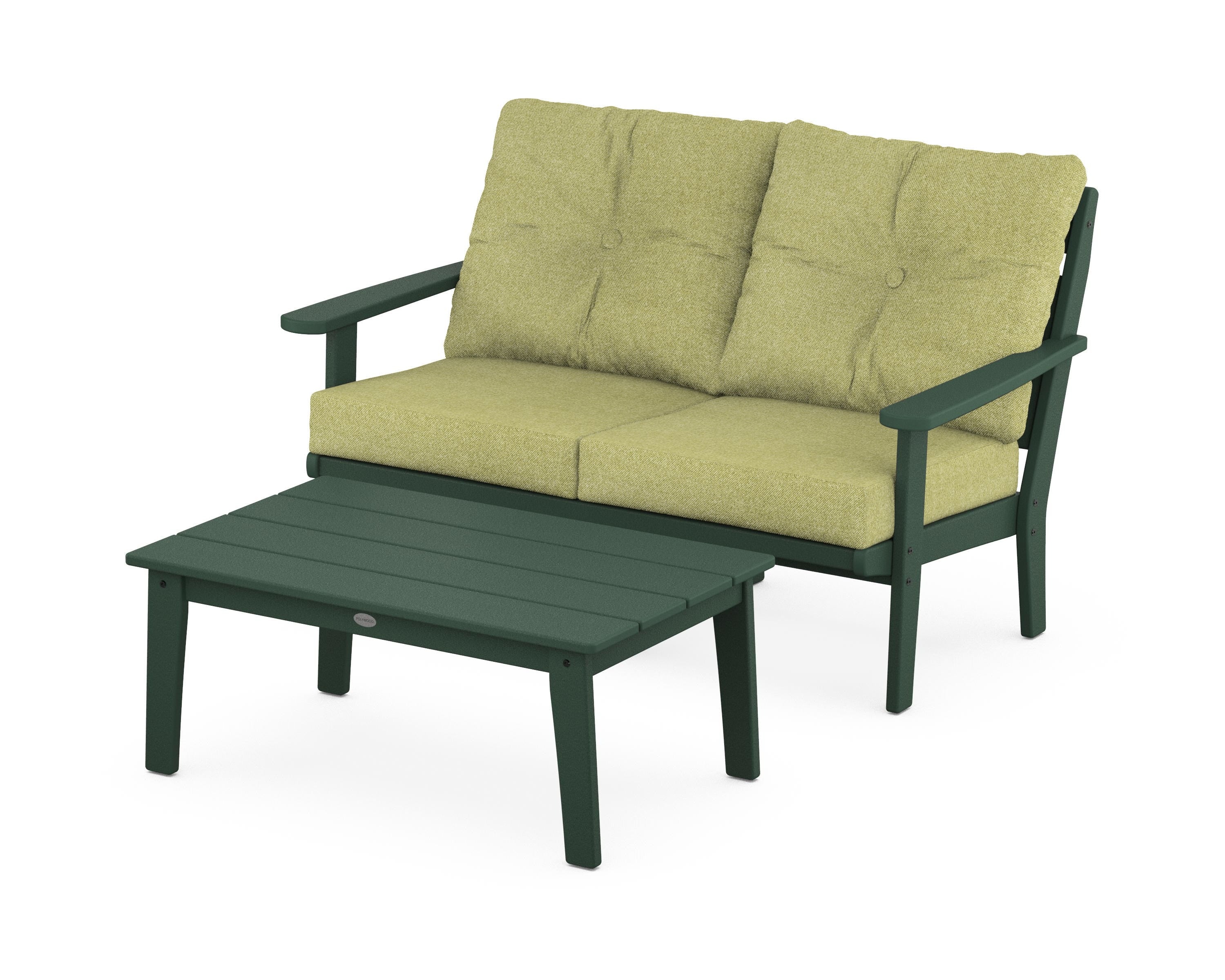 POLYWOOD® Lakeside 2-Piece Lounge Loveseat Set in Green / Chartreuse Boucle