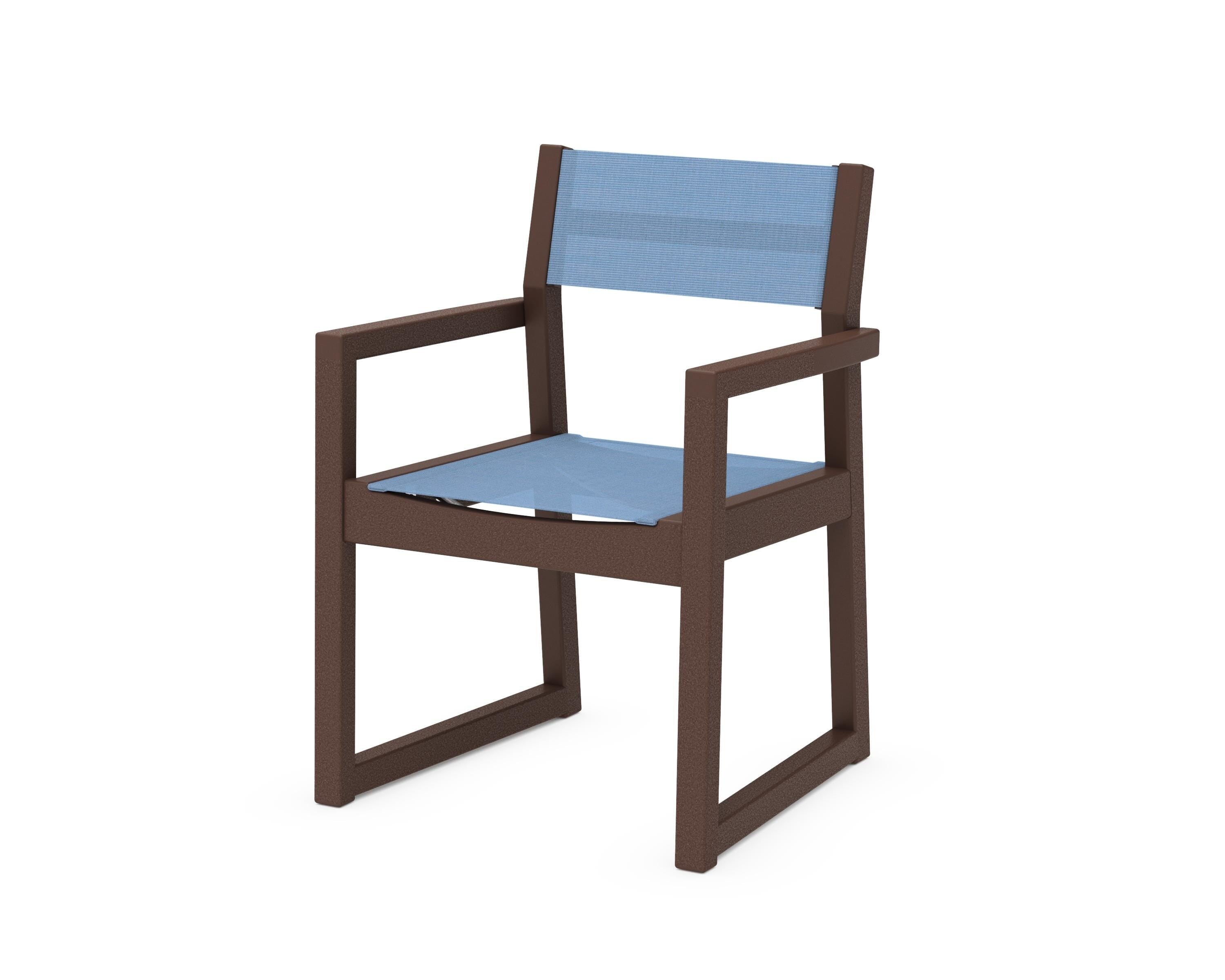 POLYWOOD® EDGE Sling Dining Arm Chair in Mahogany / Poolside Sling