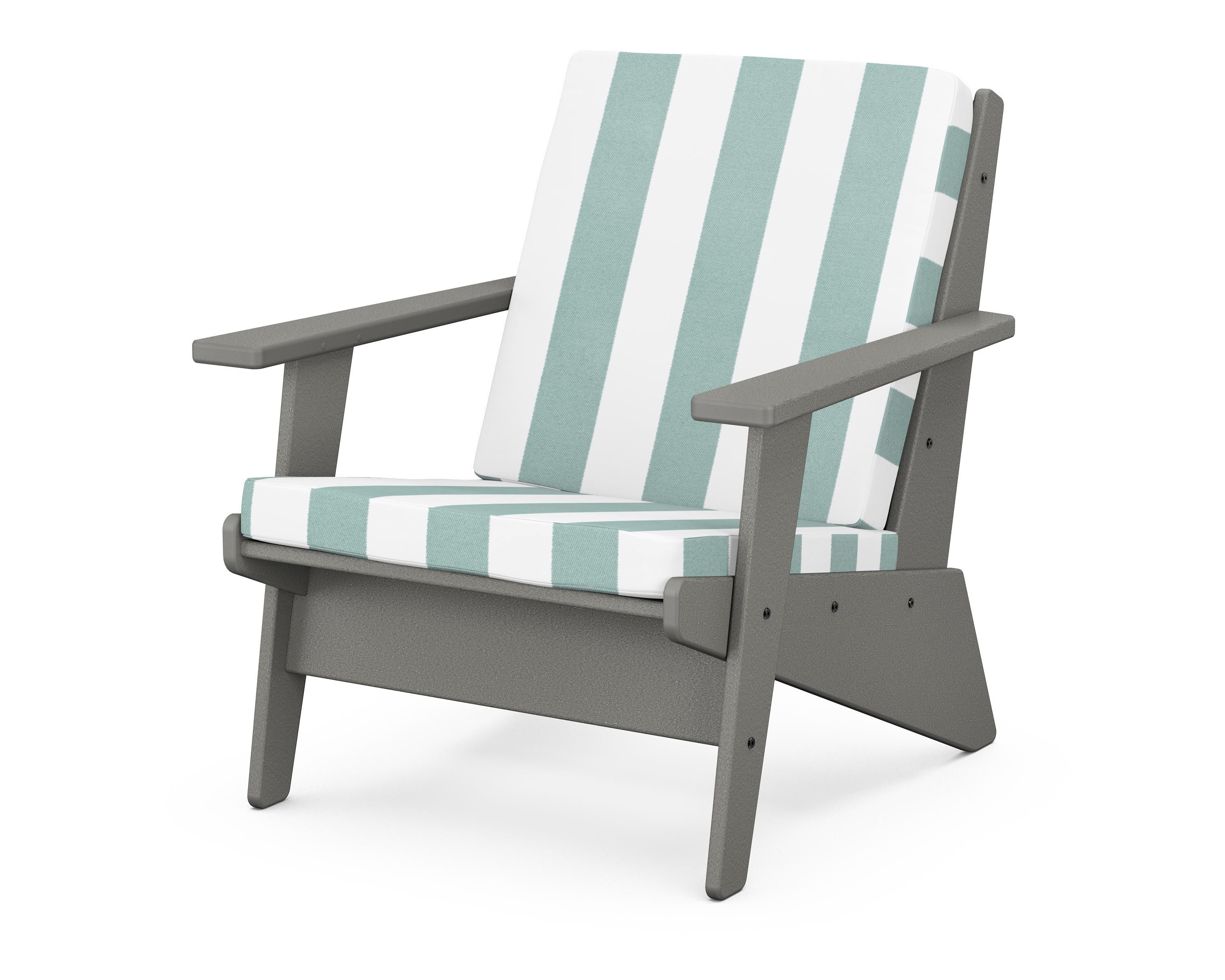 POLYWOOD® Riviera Modern Lounge Chair in Slate Grey / Cabana Stripe Glacier Spa